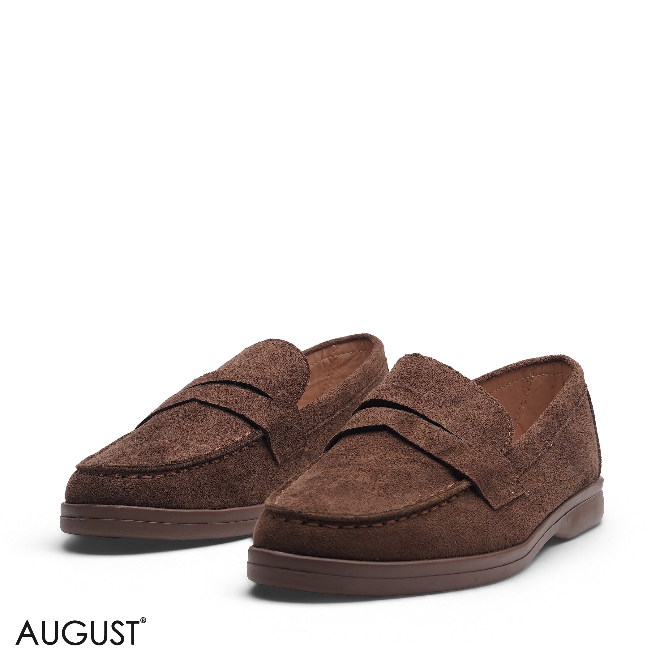 COFFEE SUEDE LEATHER PENNY LOAFERS