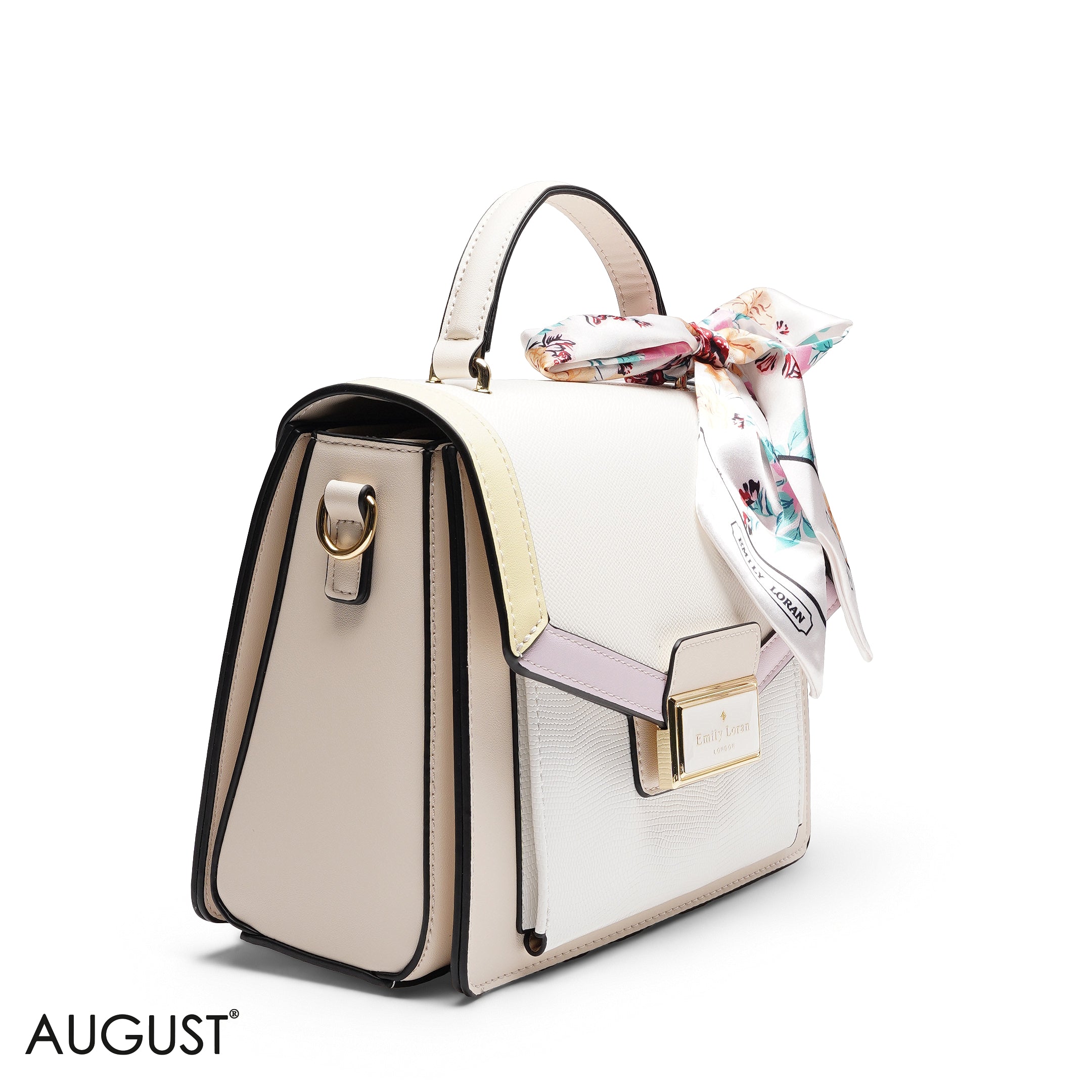 STRUCTURED TOP HANDLE BAG WITH SCARF
