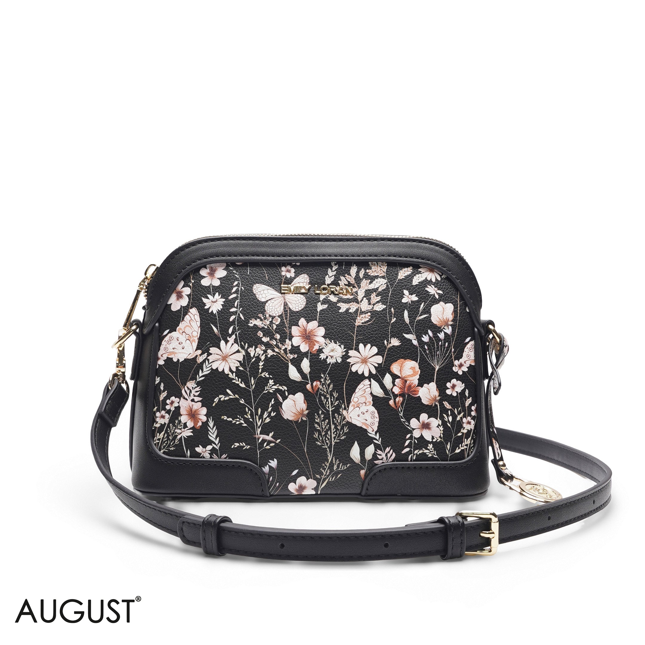 FLORAL BLACK TOP HANDLE BAG