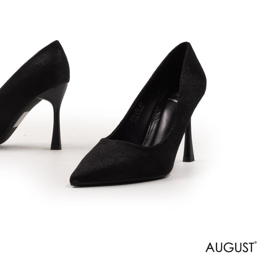 SUEDE BLACK POINTED-TOE PUMPS