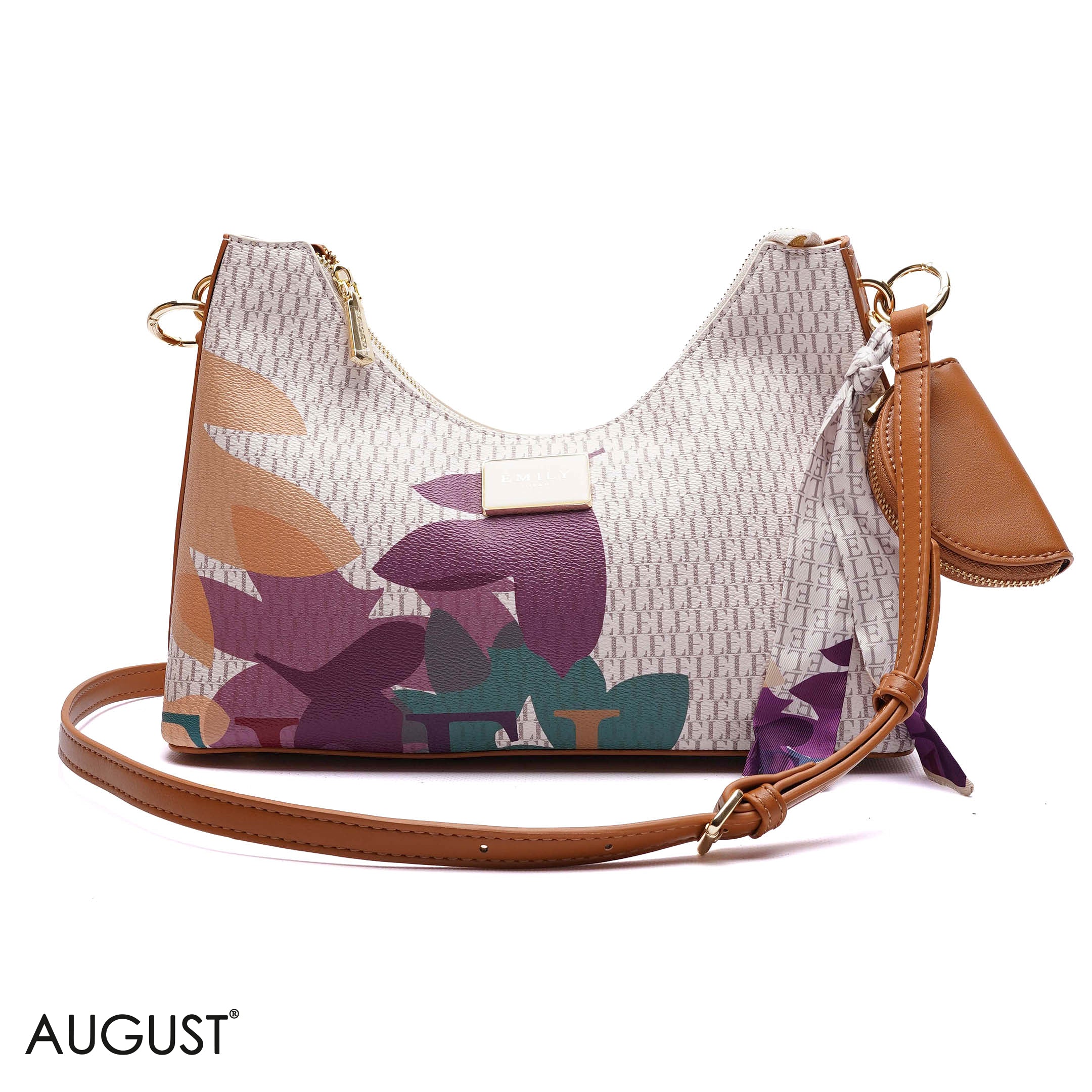 ELEGANT MONOGRAM PRINT SHOULDER BAG