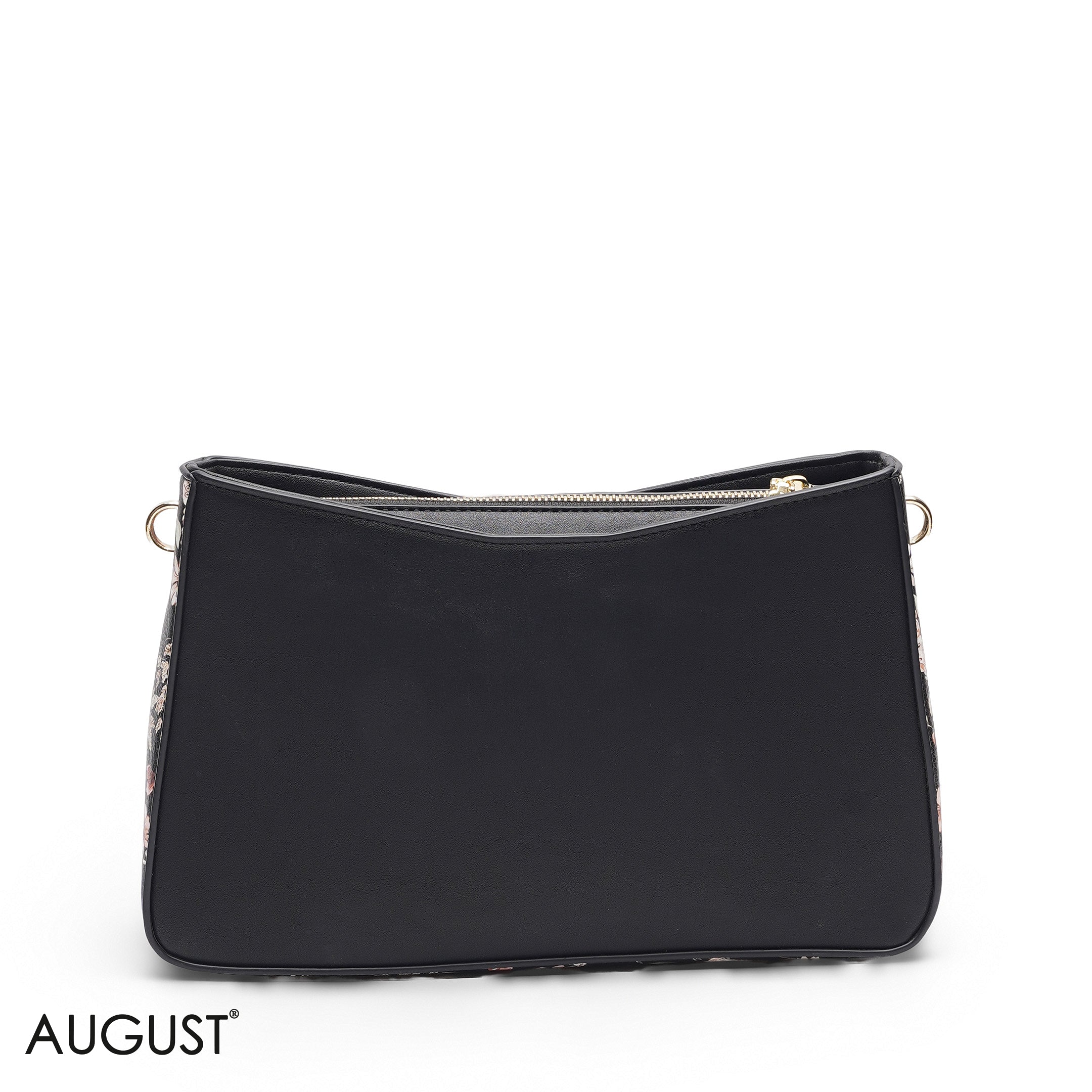 BLACK FLORAL TOTE WITH SCARF - MED