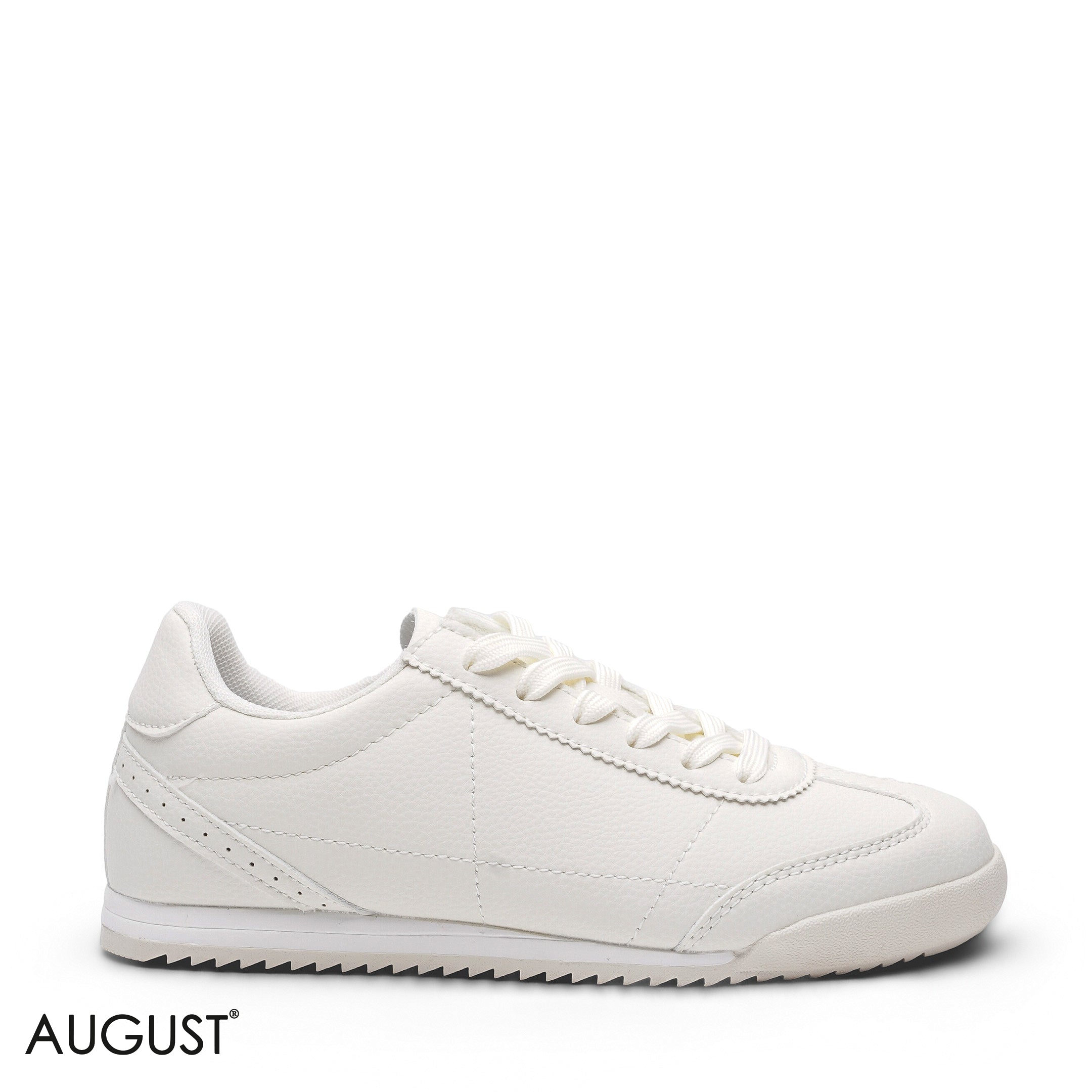 ELEGANT CLASSIC WHITE GRAINED LEATHER SNEAKER