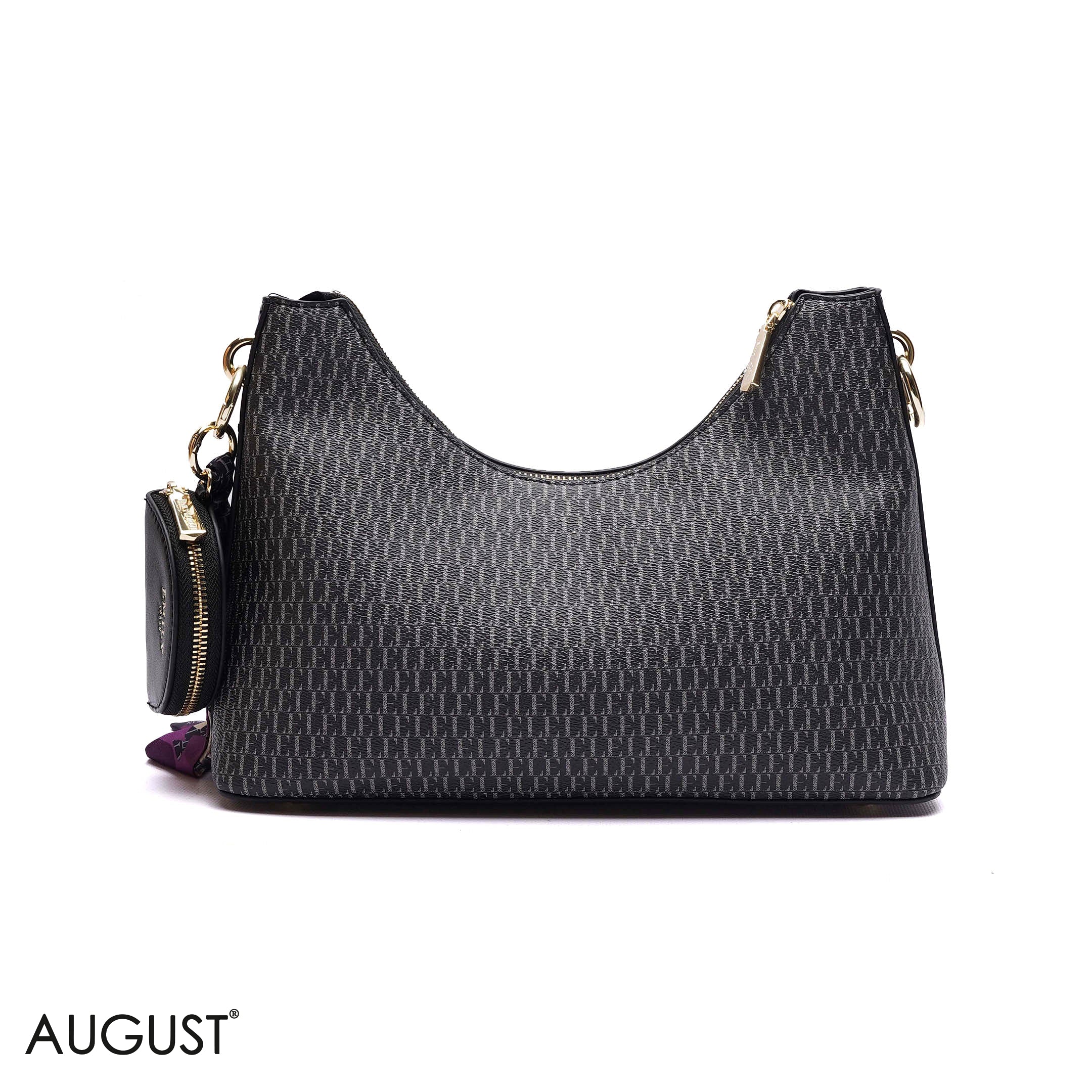 ELEGANT MONOGRAM PRINT SHOULDER BAG