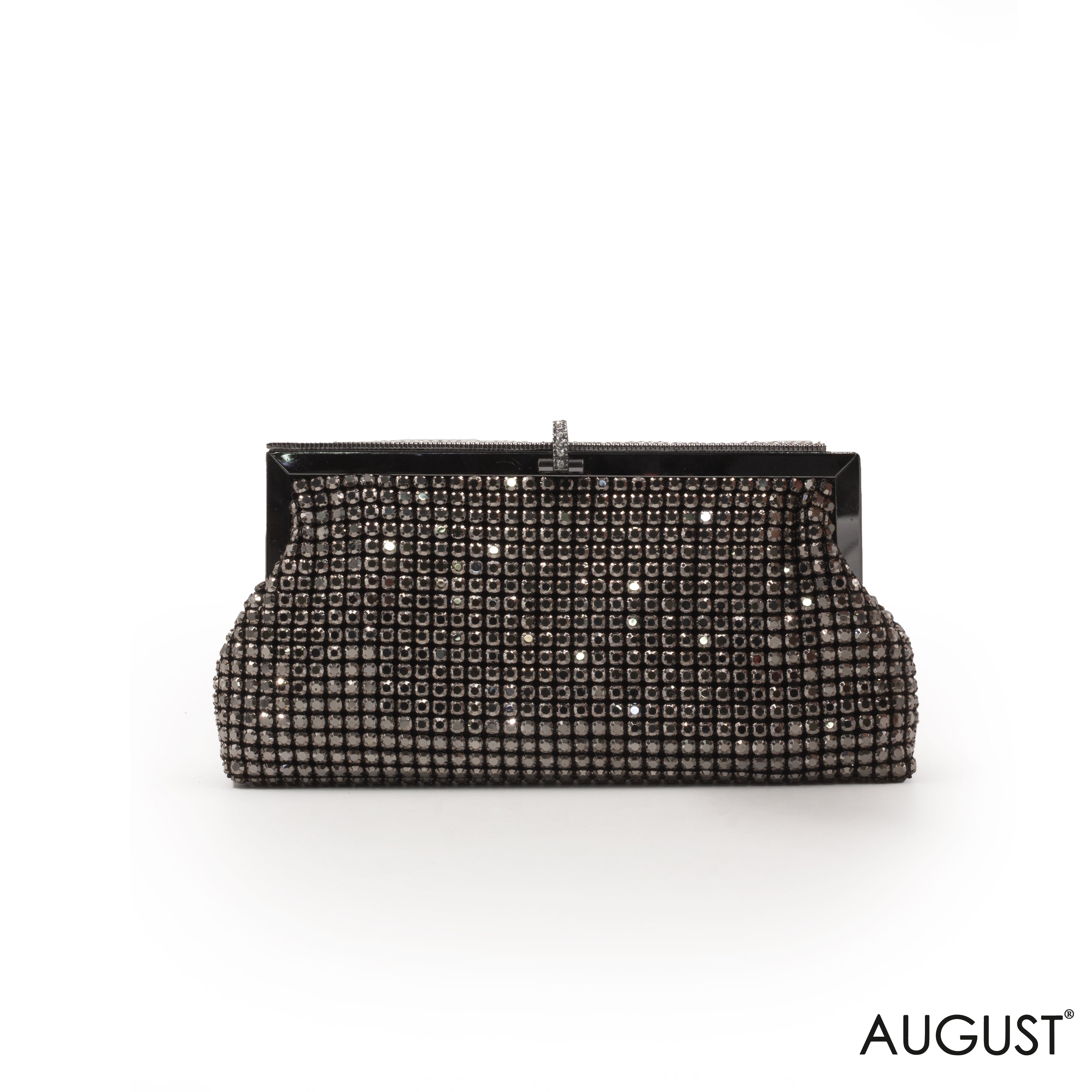 SHINY BEADED BLACK-TONED CLUTCH EVENING
