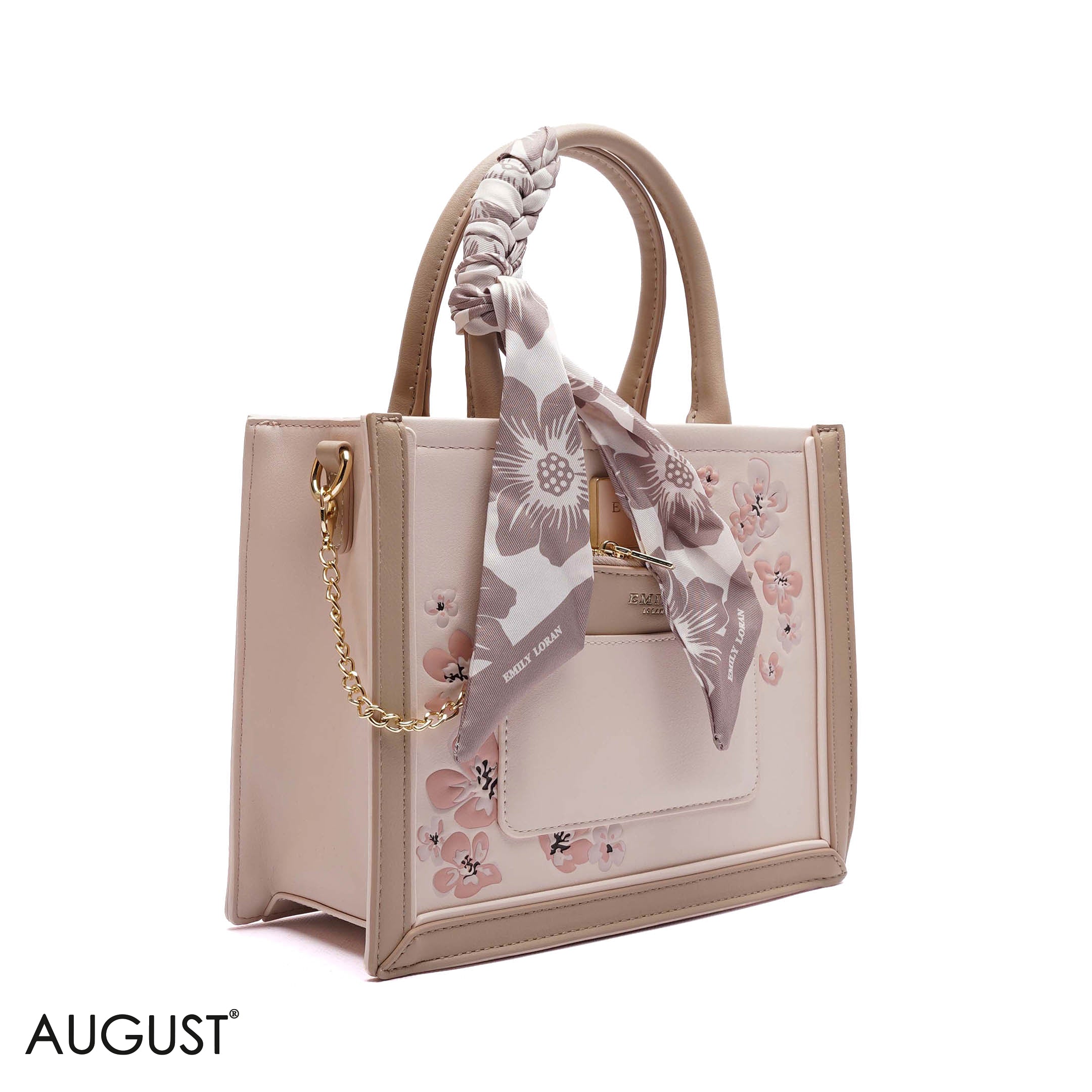 FLORAL EMBROIDERED HANDBAG WITH POUCH - SMALL