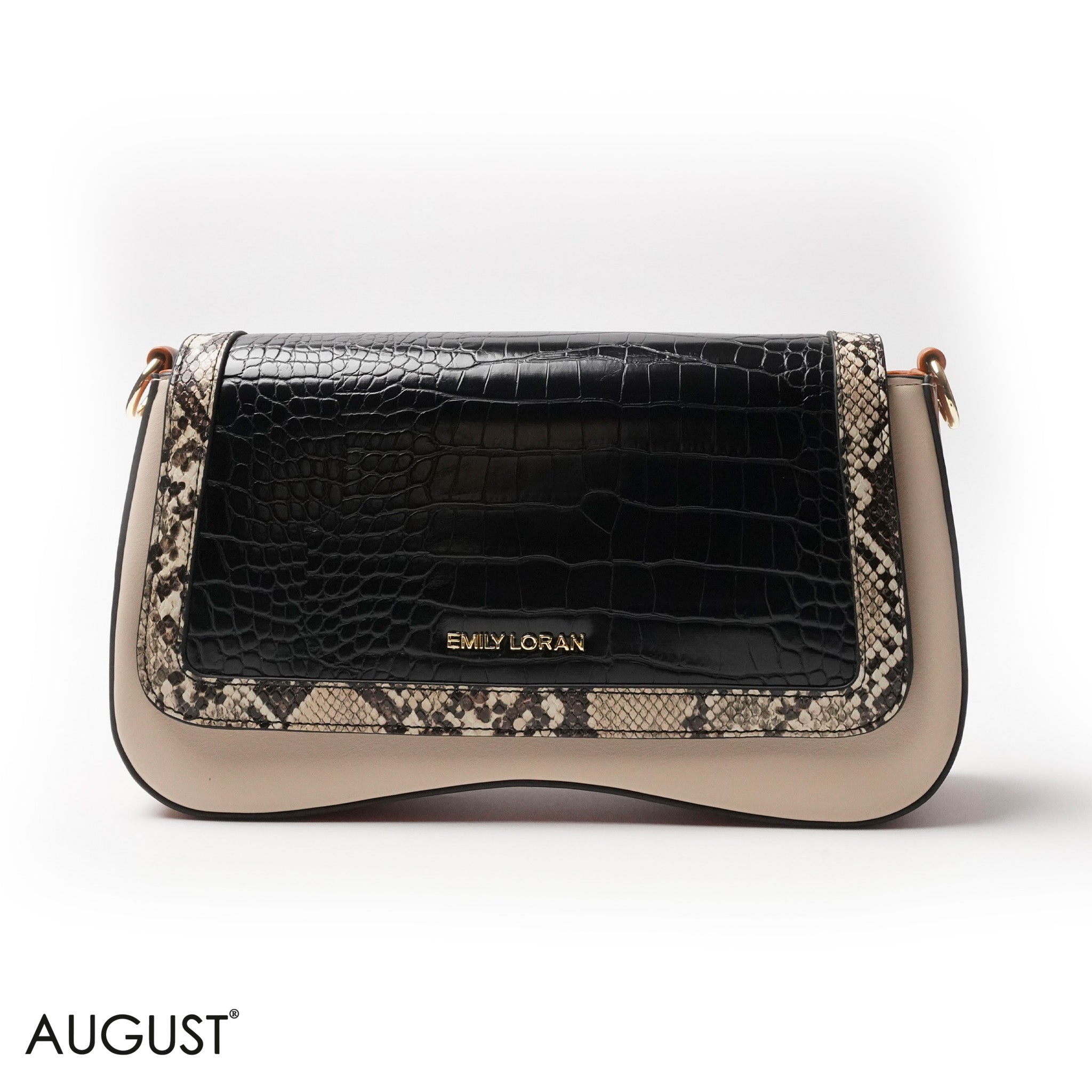 LEATHER CROSSBODY WITH MIX OF SNAKESKIN,CROC -SMALL
