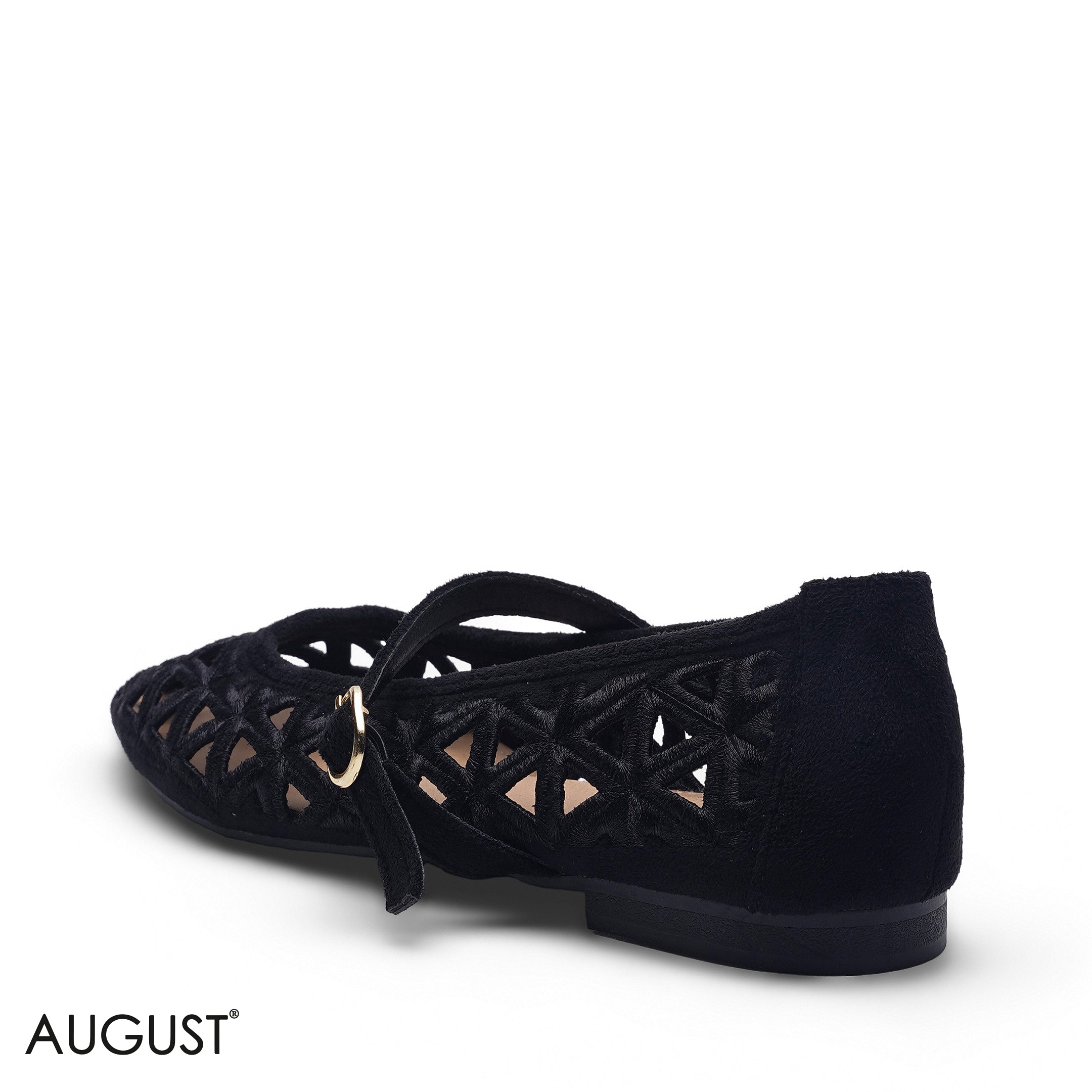 BLACK SUEDE CUT-OUT GOLD MARY JANE