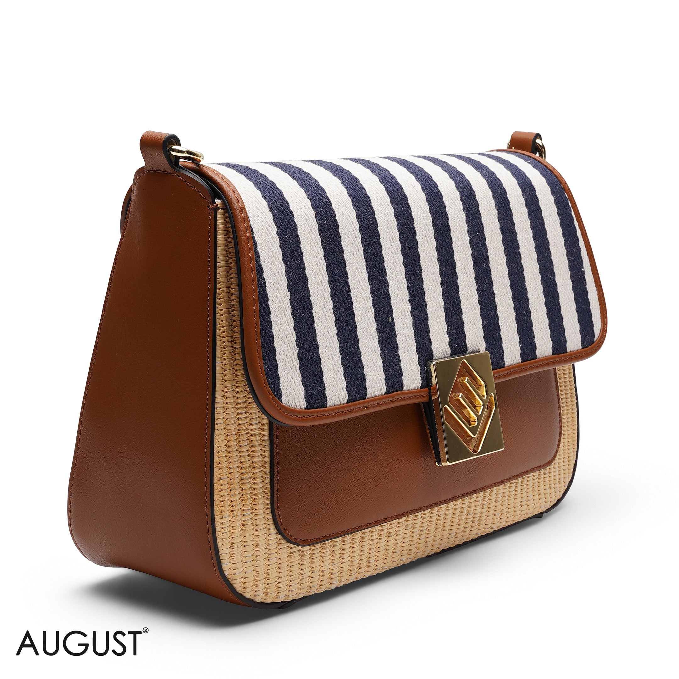 STRIPED FLAP CROSSBODY BAG