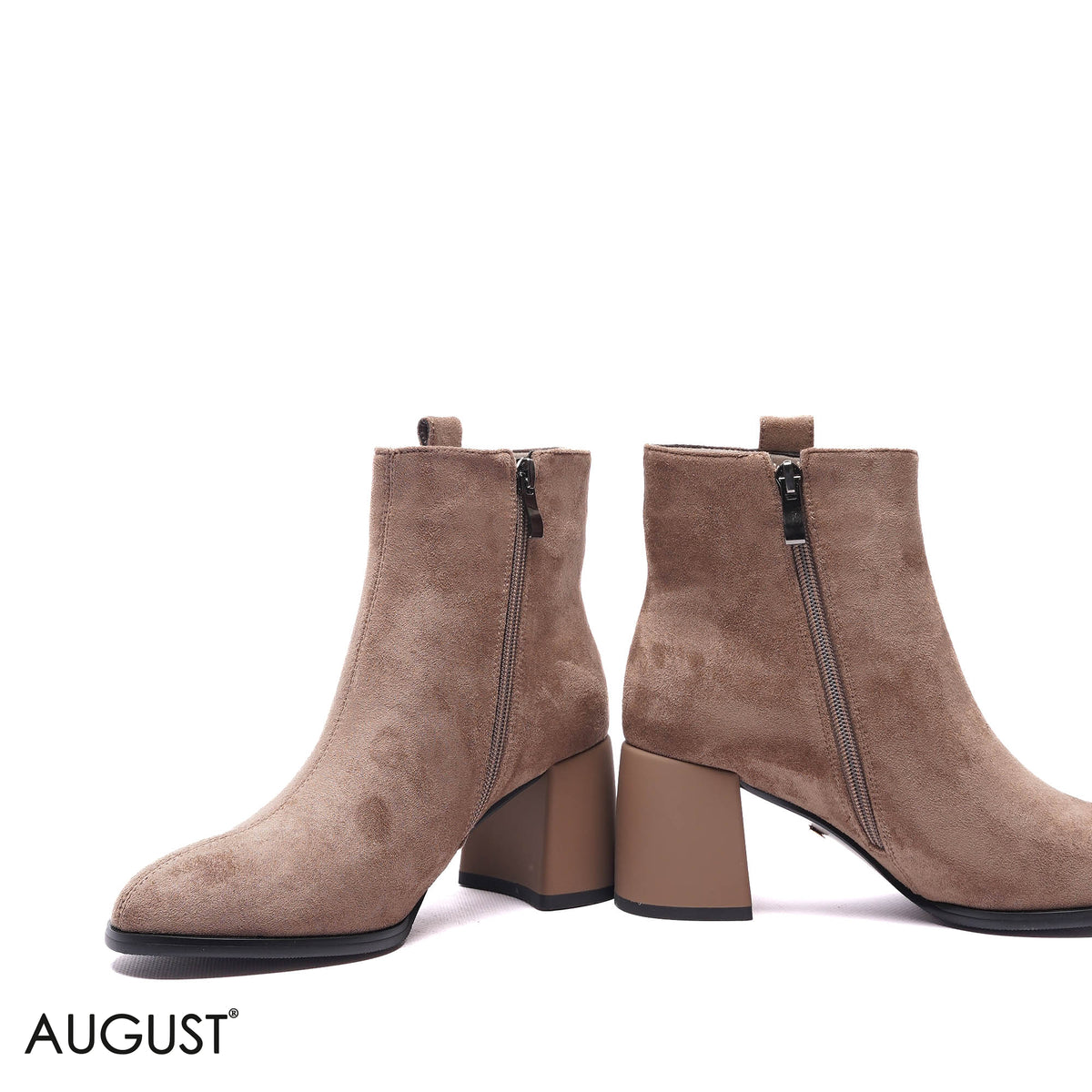 SIDE-ZIP SUEDE BLOCK HEEL BOOTS