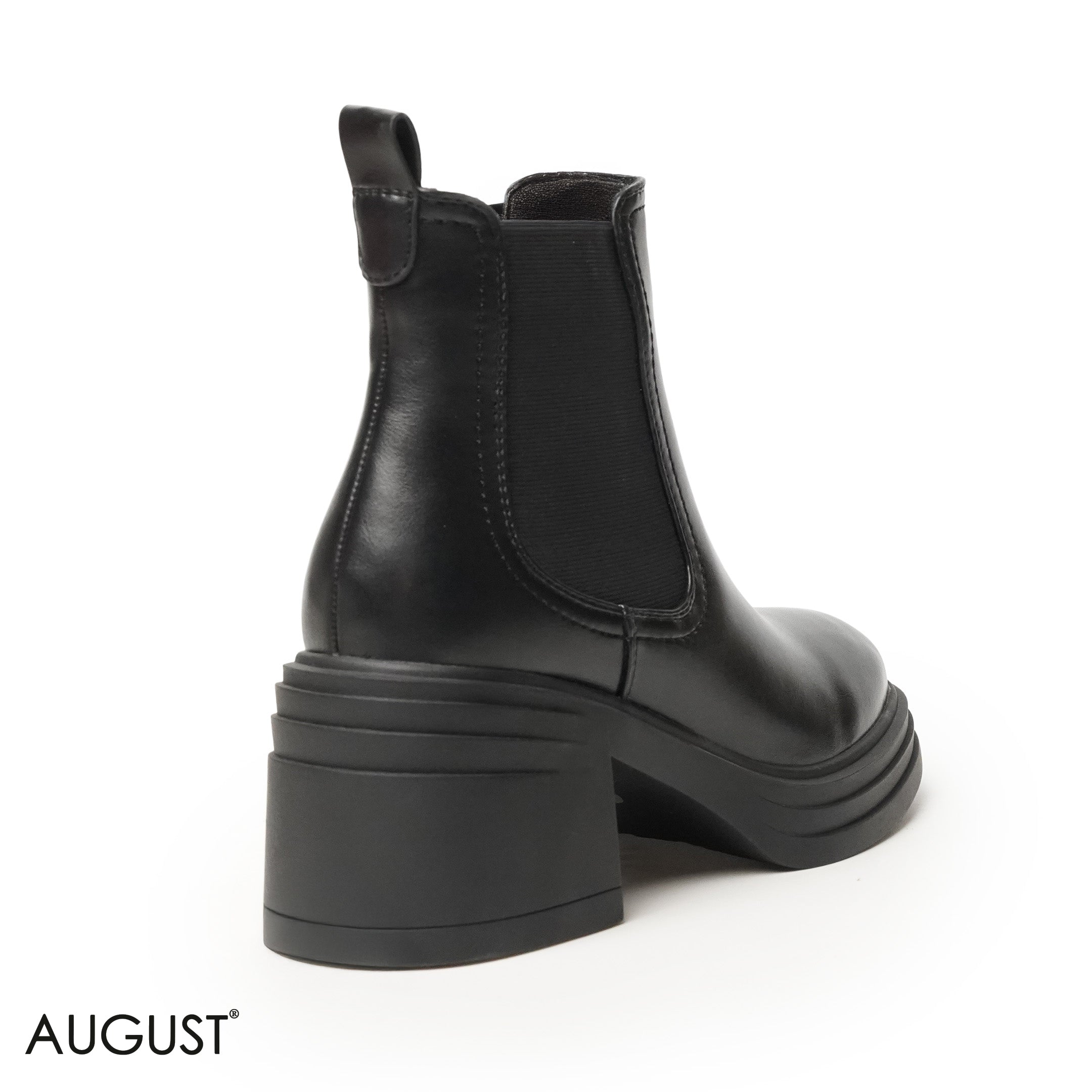 BLACK SMOOTH LEATHER HEELED ANKLE BOOTS