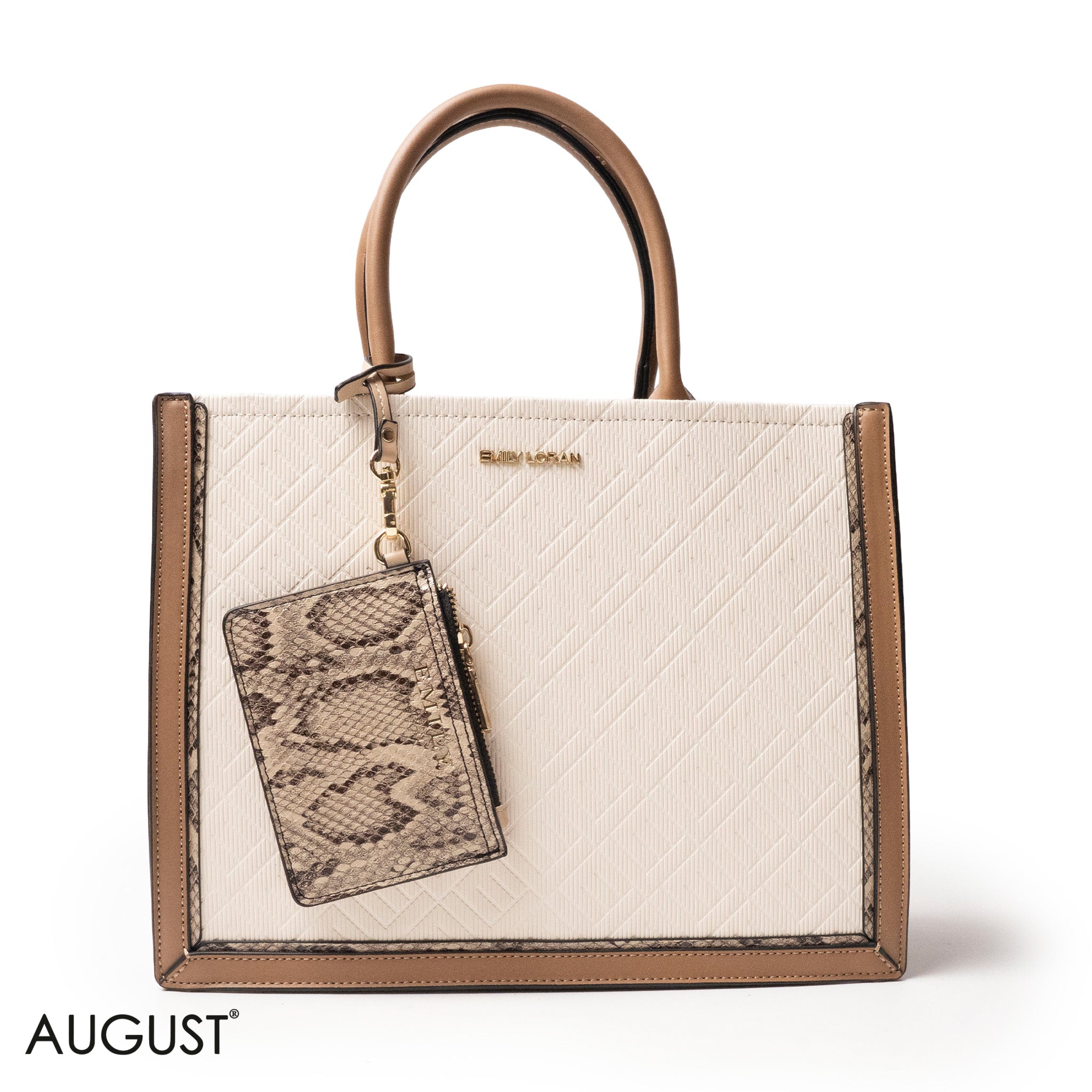 LEATHER HANDBAG WITH SNAKE DETAIL TOUCH -LARGE