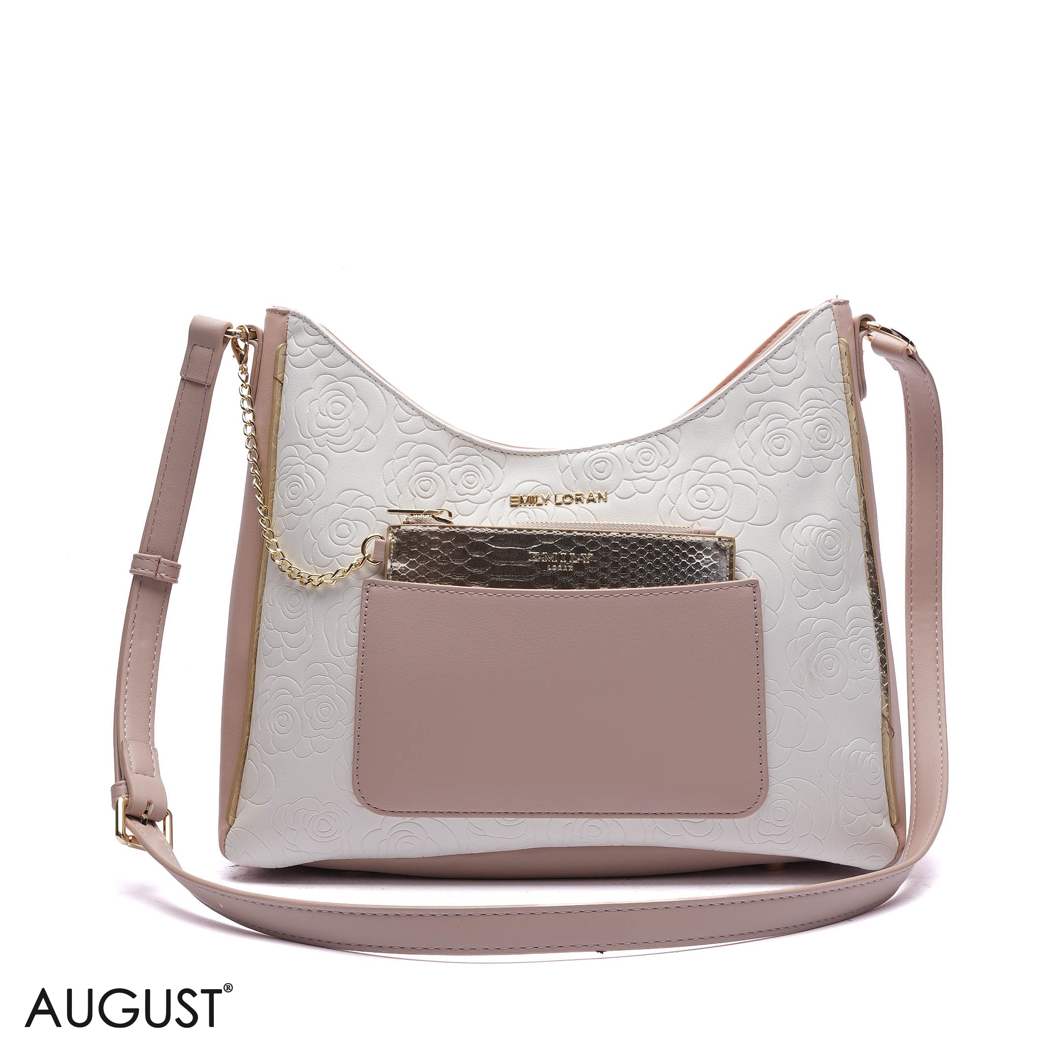 EMBOSSED ROSE SHOULDER BAG SET
