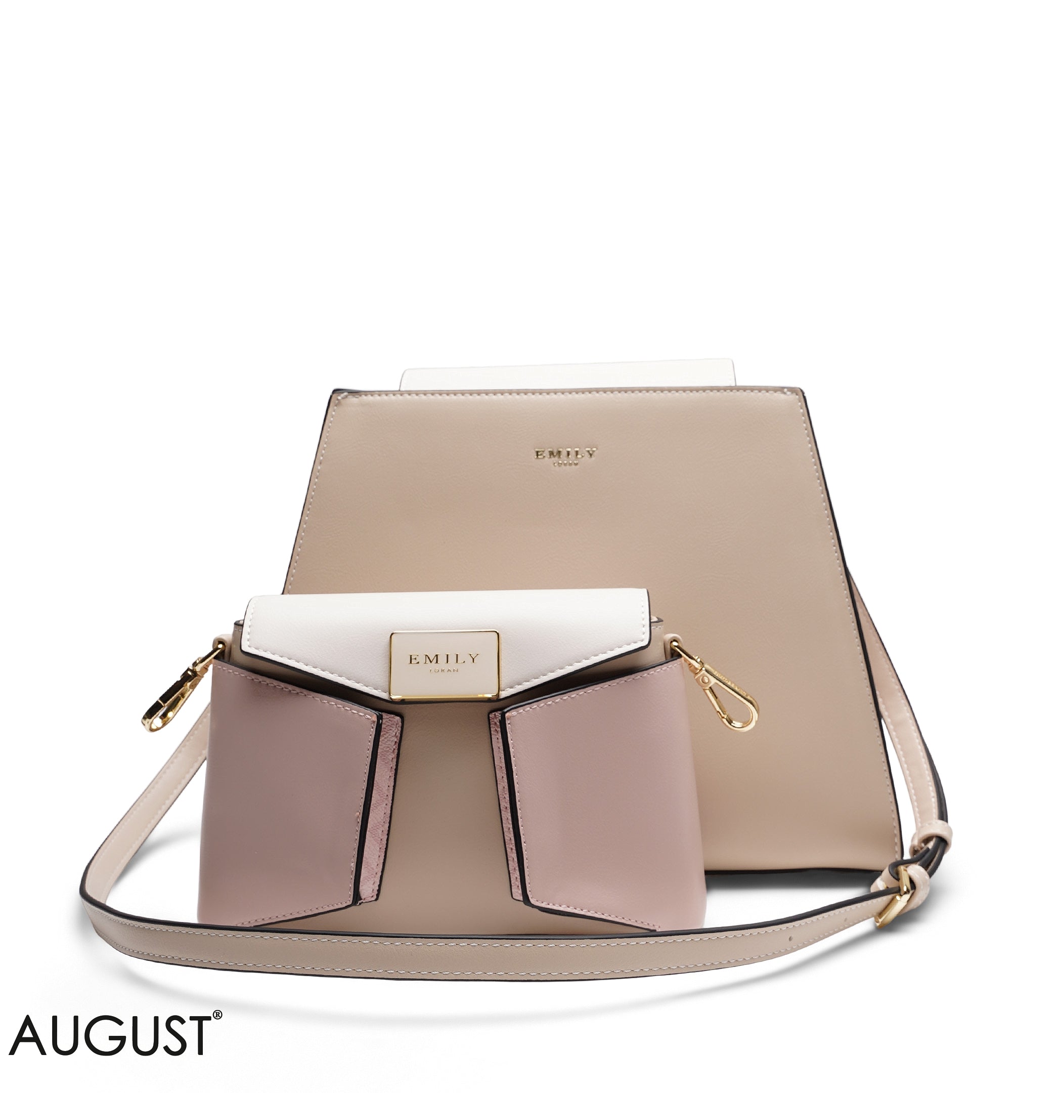 STRUCTURED LEATHER TOTE WITH DETACHABLE POUCH
