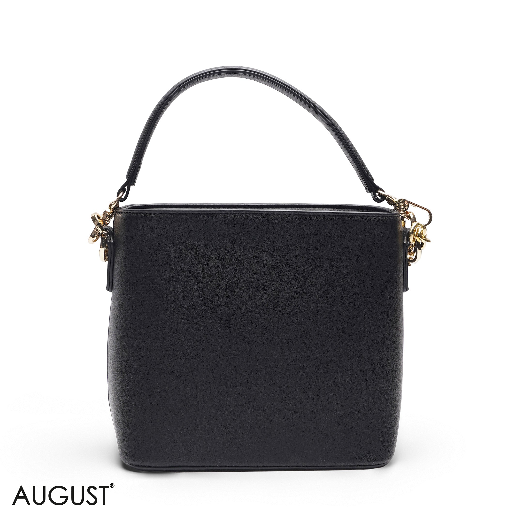 BLACK FLORAL TOTE WITH GOLD CHAIN & STRAP