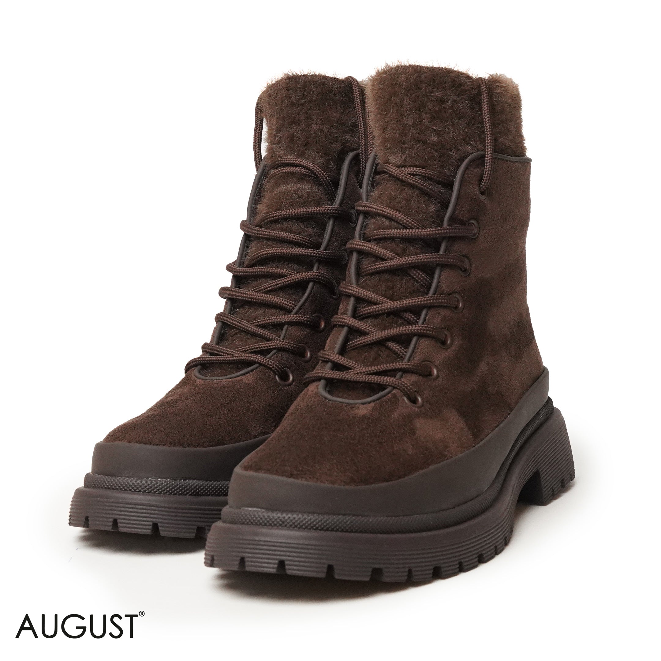 BROWN CHAMOIS LEATHER ANKLE BOOTS WITH BOND