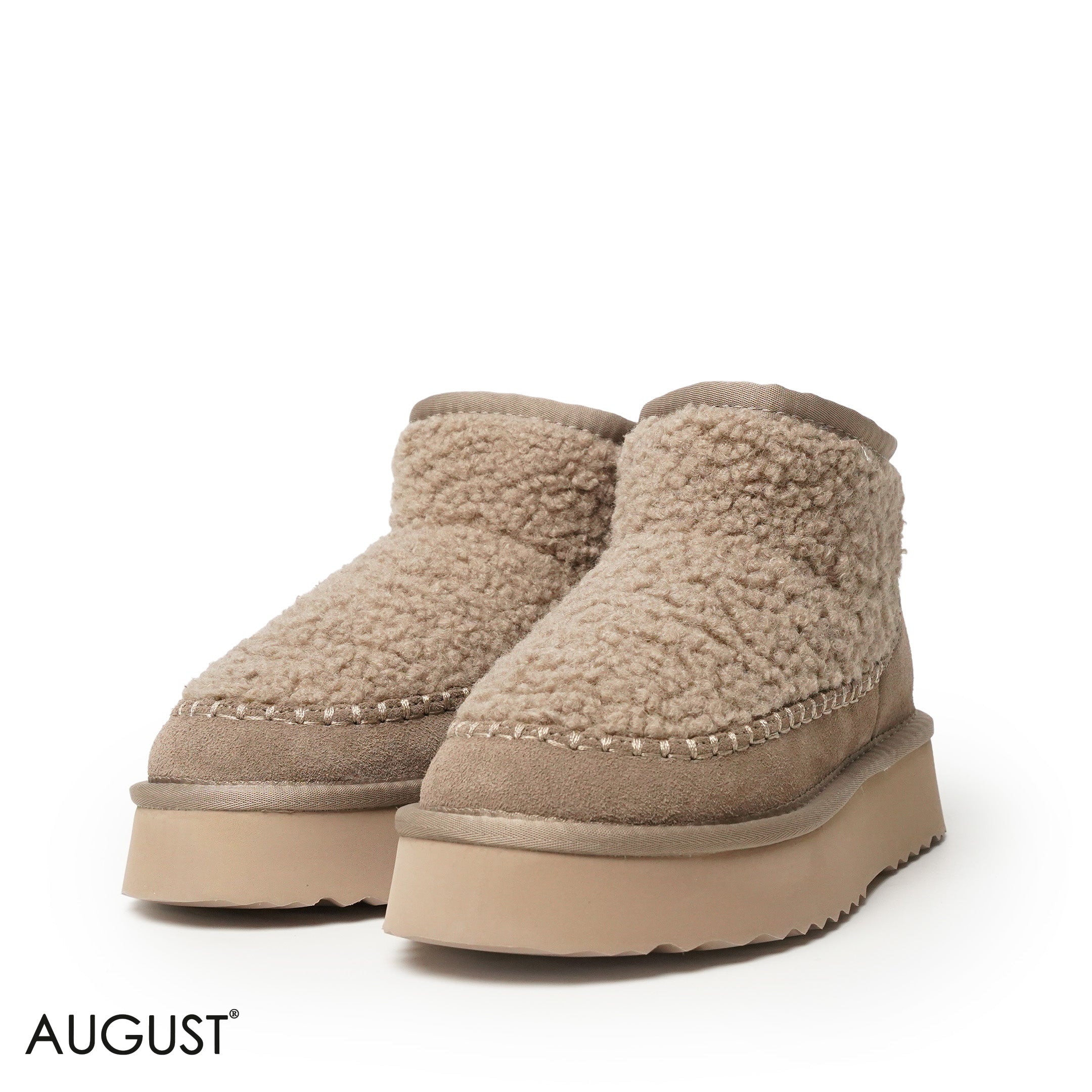 TAUPE SUEDE LEATHER UGGS WITH FUR TOUCH