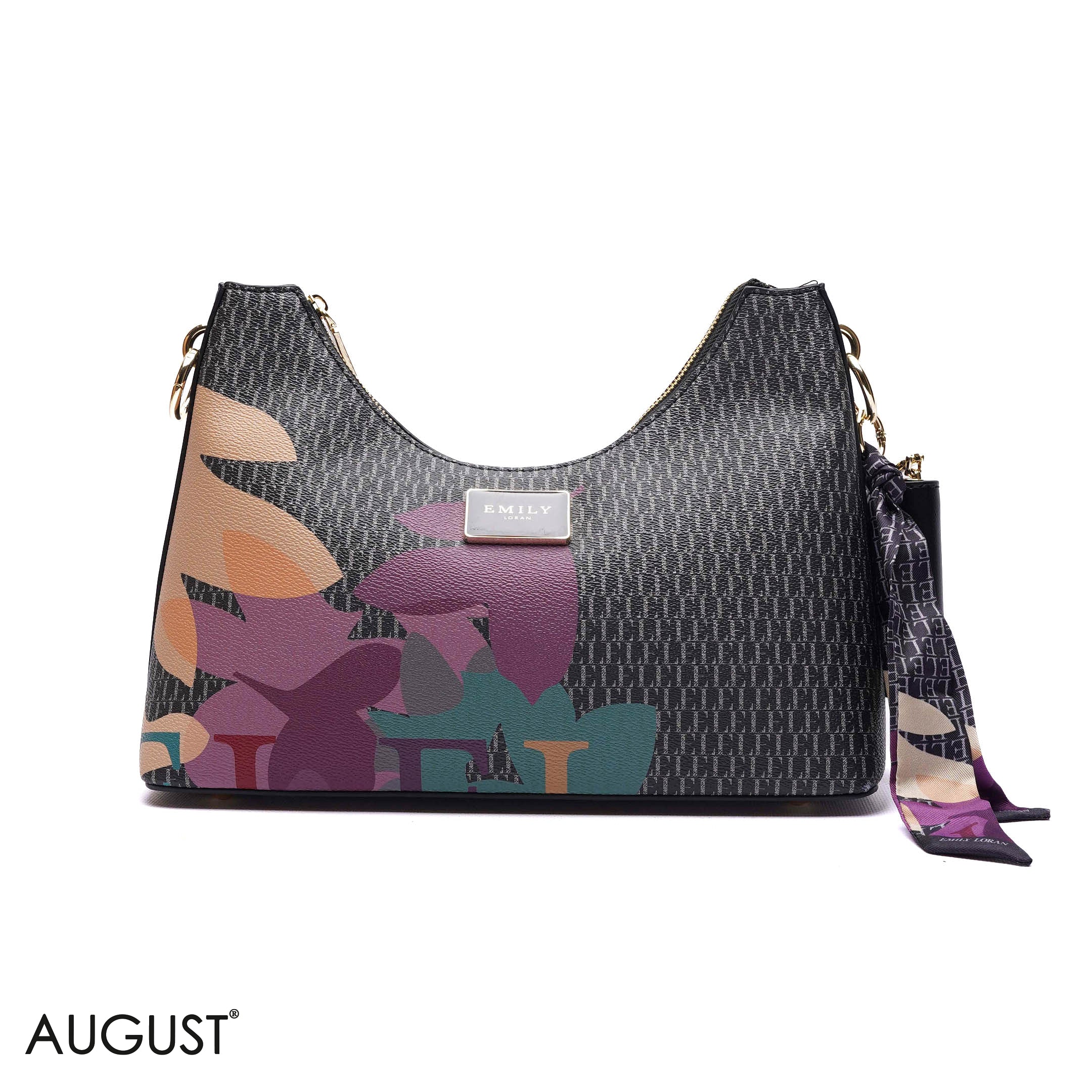 ELEGANT MONOGRAM PRINT SHOULDER BAG