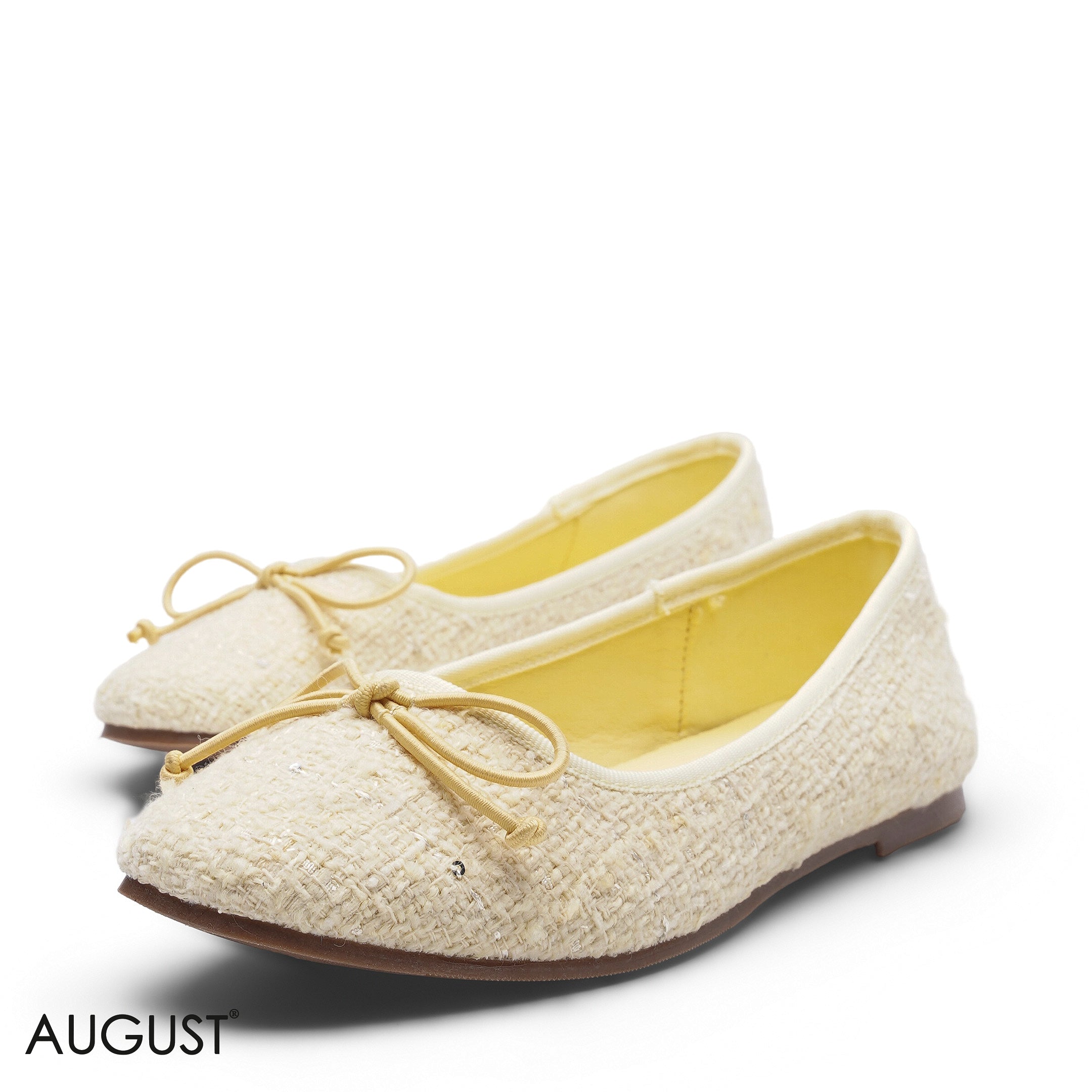 ELEGANT YELLOW TWEED SLINGBACK FLAT