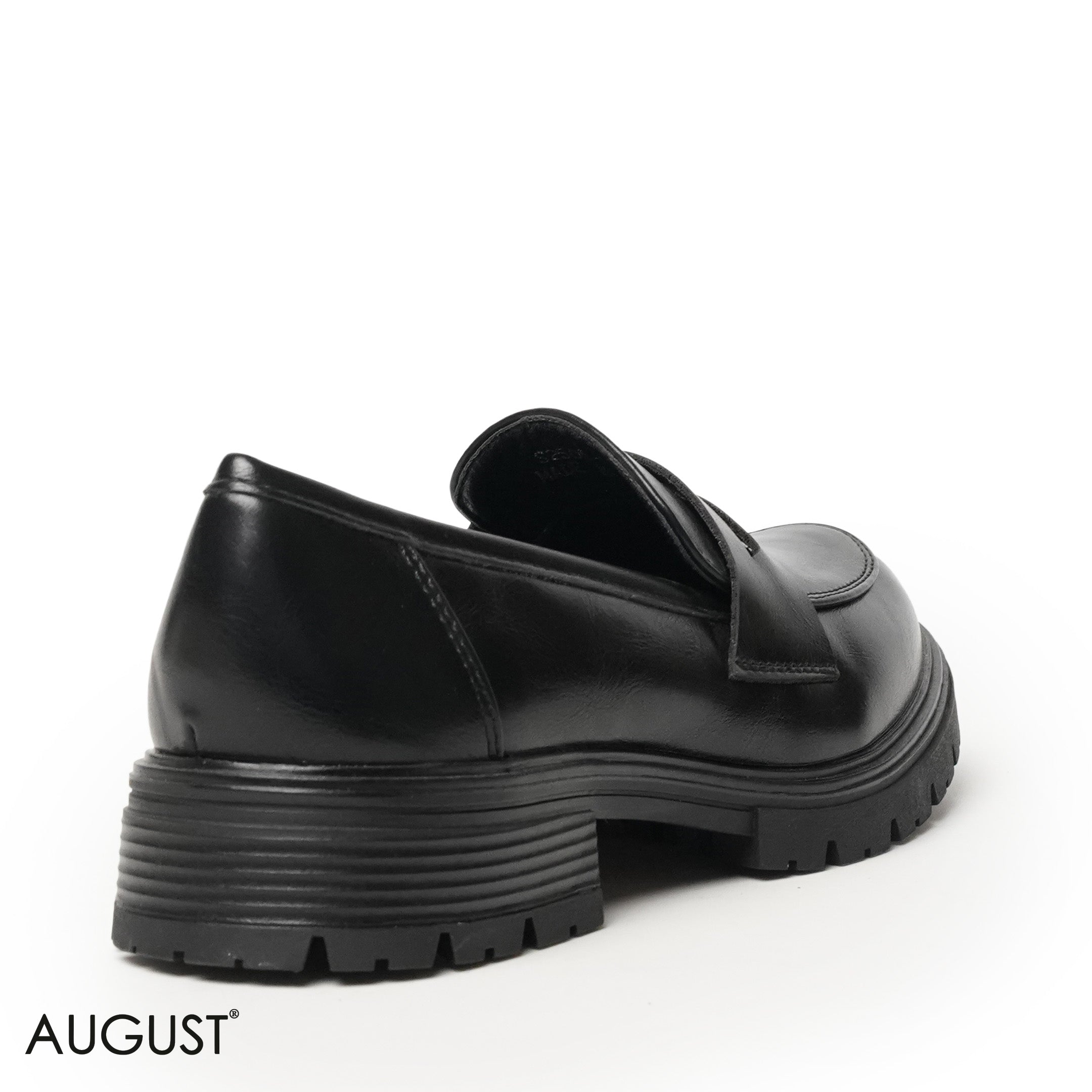 BLACK LEATHER LOAFERS WITH CHUNKY SOLE