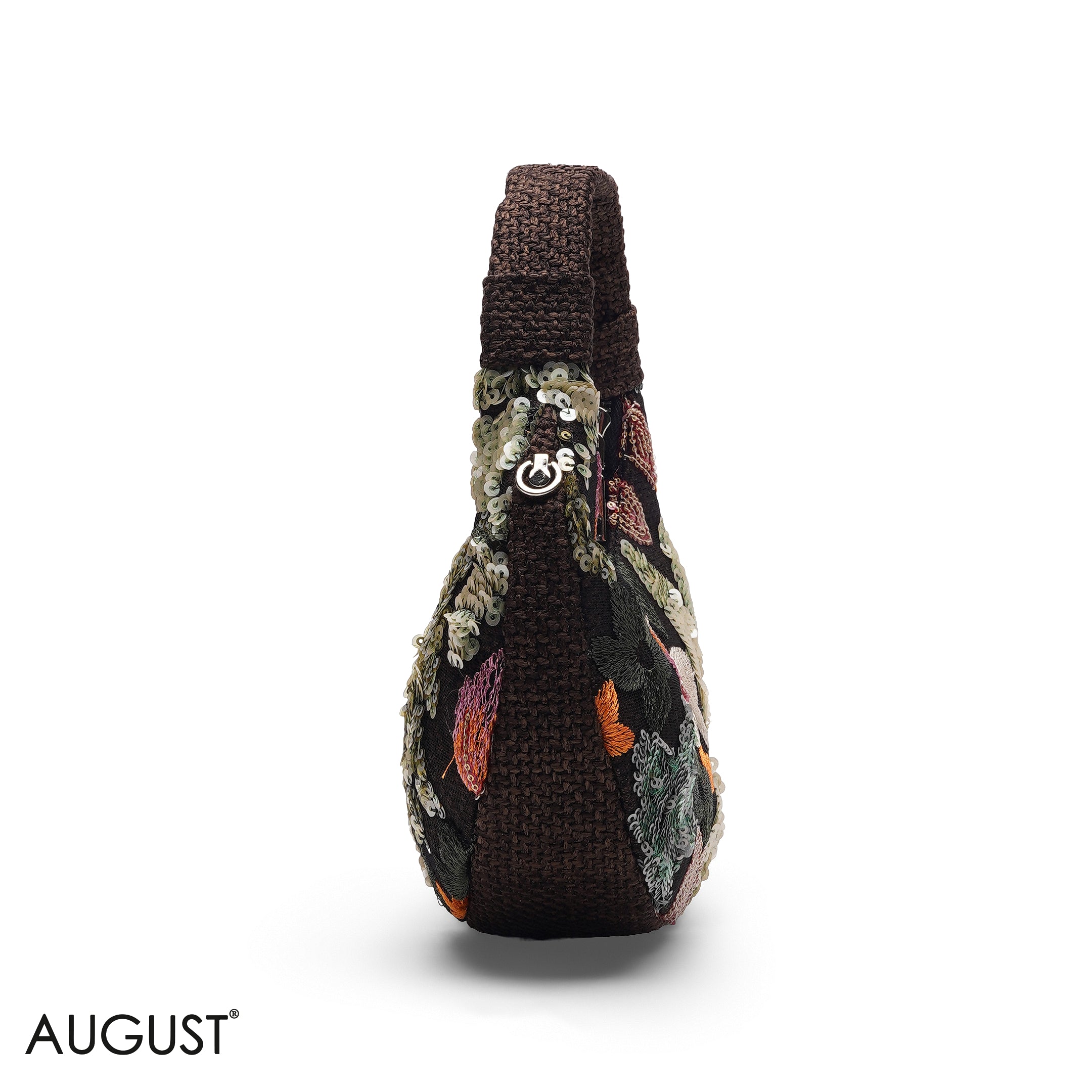 FLORAL SEQUIN HOBO CROSSBODY BAG