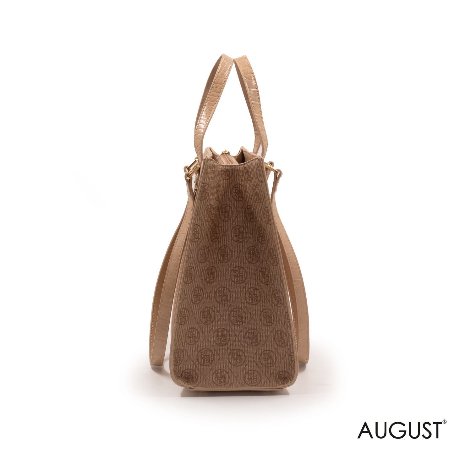 BEIGE EMILY LORAN HANDBAG WITH BEIGE LEATHER TRIM -LARGE