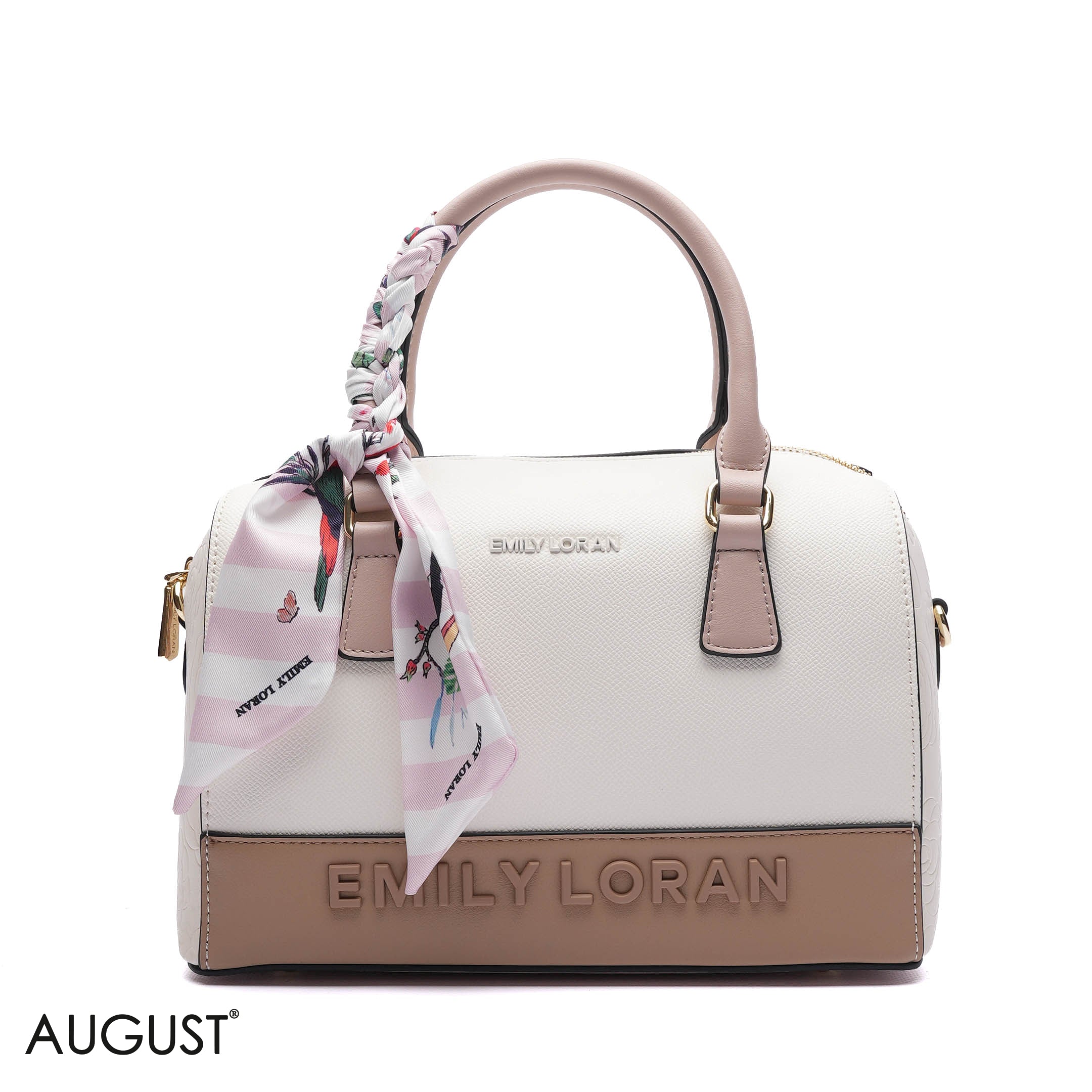 EMILY EMBOSSED LOGO BARREL BAG - MED