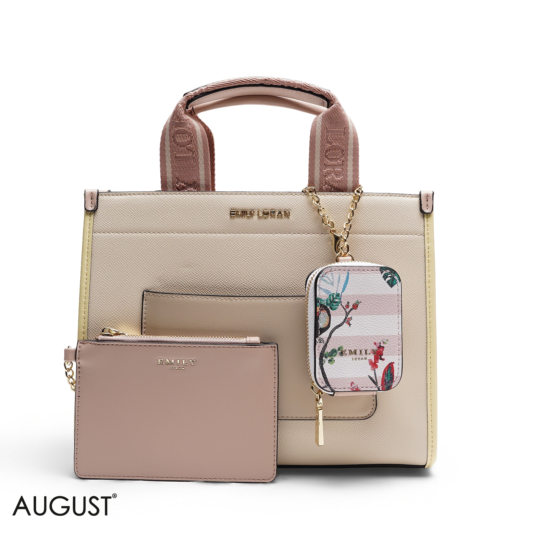 FLORAL STRUCTURED MULTI-POUCH TOTE BAG SET