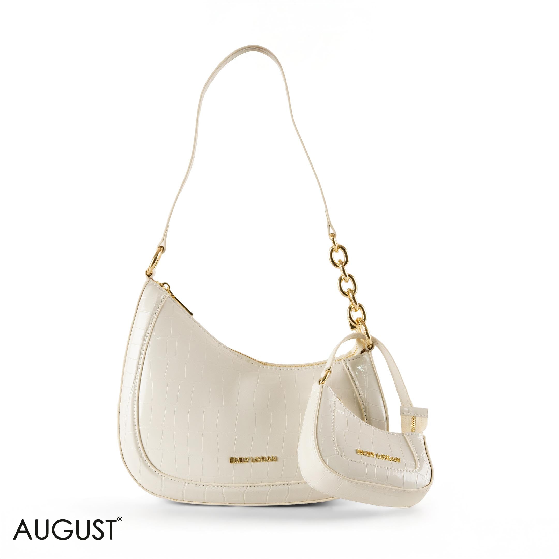 MODERN GLOSSY LEATHER SHOULDER BAG WITH MINI WALLET -SMALL