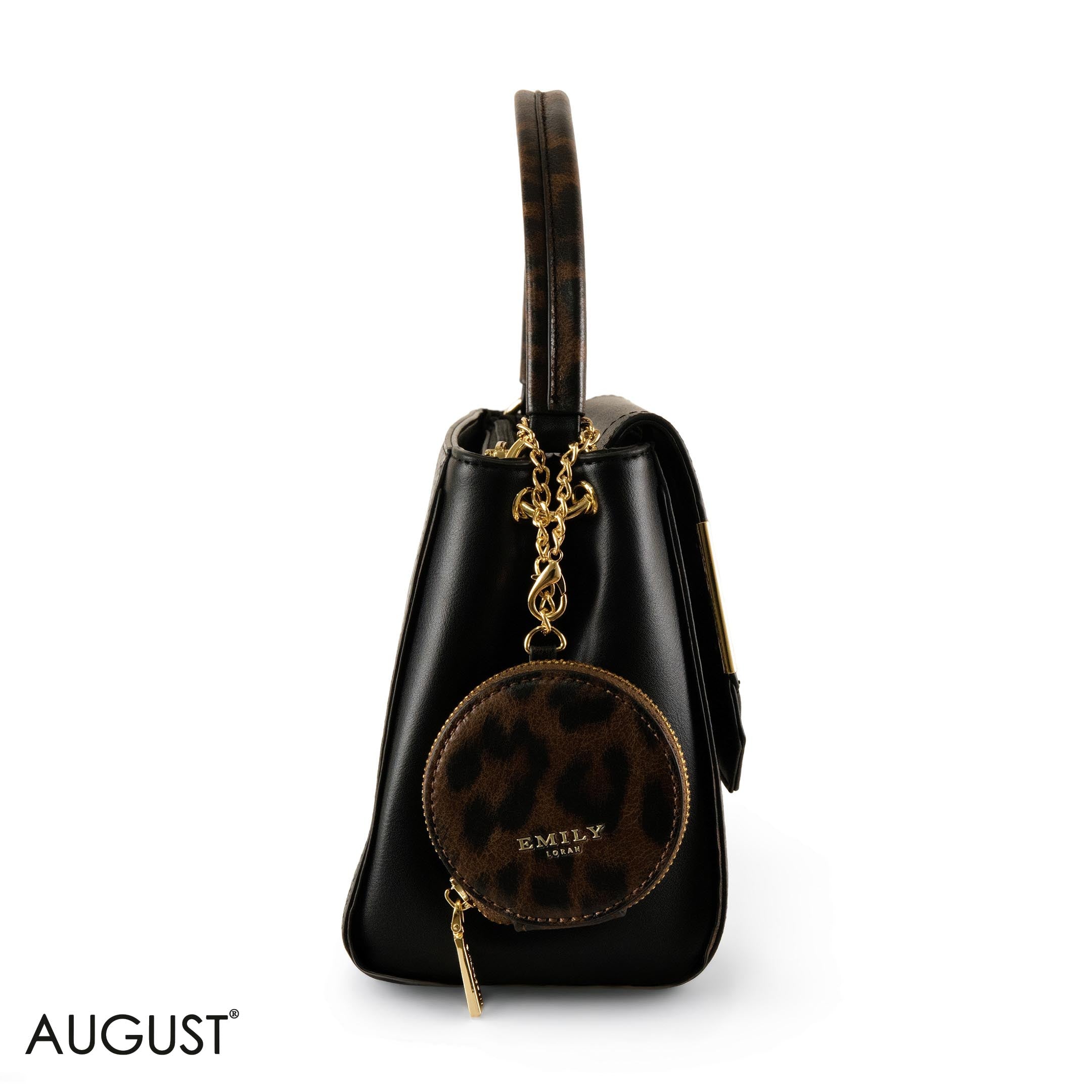 SMOOTH LEATHER HANDBAG WITH DETAIL SNAKE METALLIC - MED