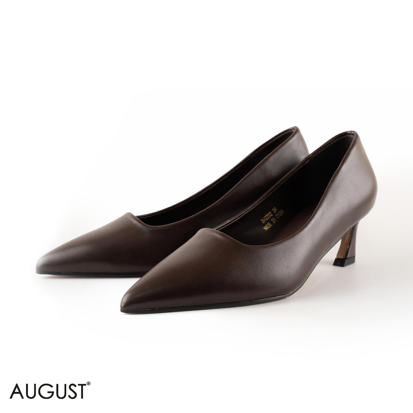 BROWN SMOOTH LEATHER LOW-HEEL SHOES