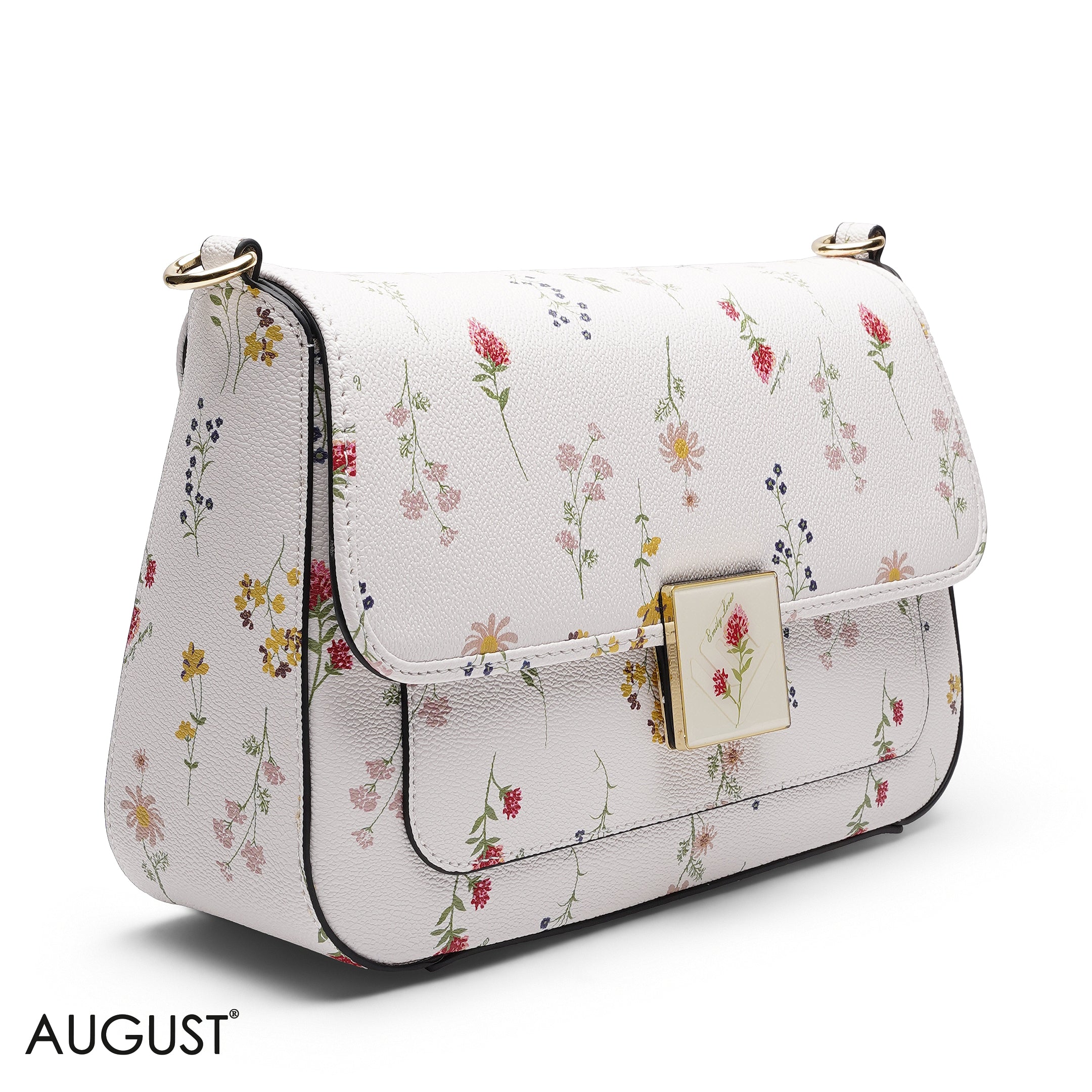 FLORAL PRINT FLAP CROSSBODY BAG