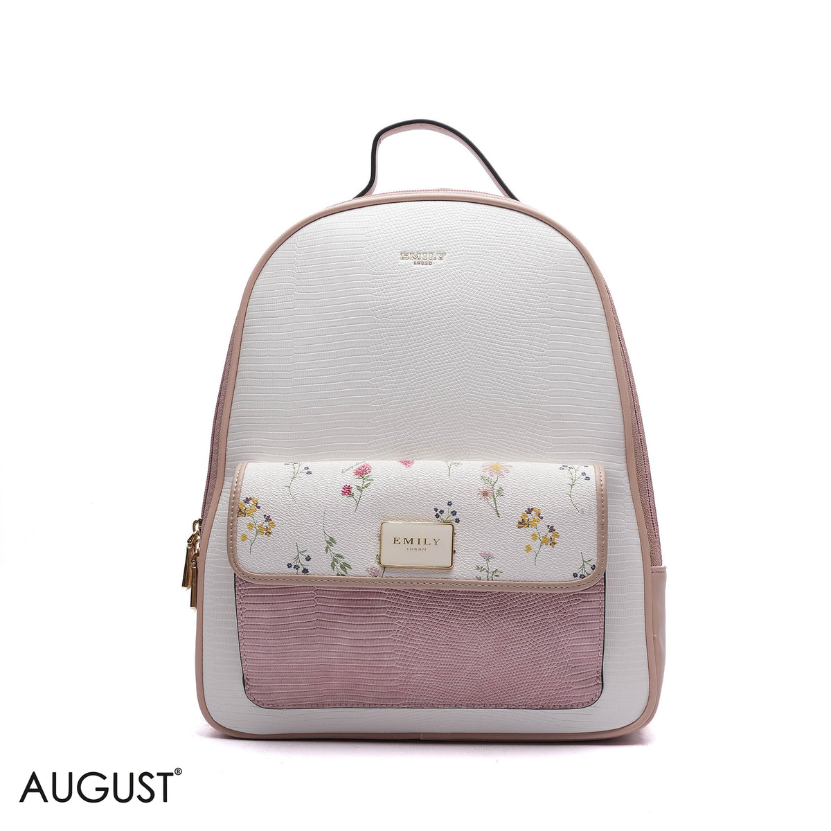EMBOSSED FLORAL BACKPACK WITH FRONT FLAP POCKET