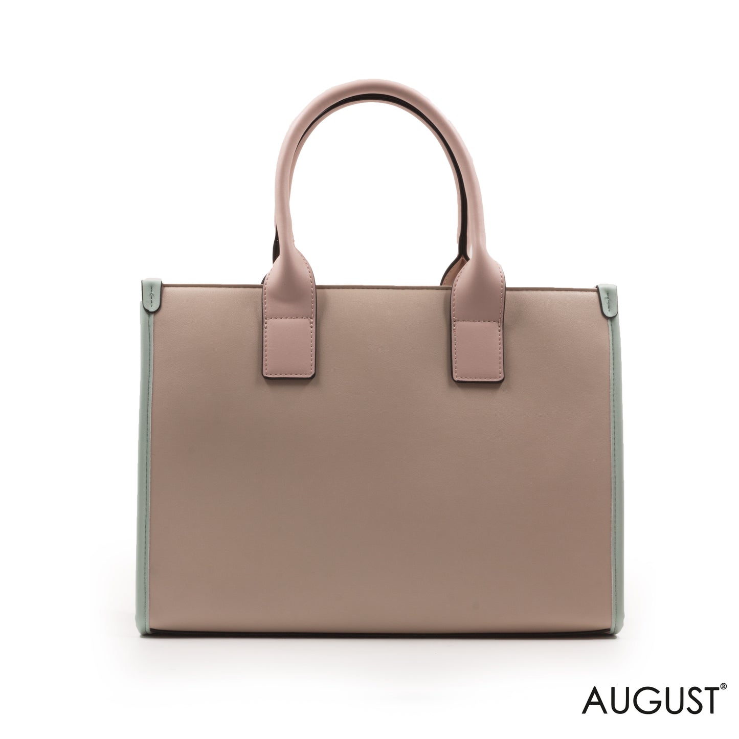LEATHER HANDBAG WITH SMOOTH MULTICOLOER DETAILS- LARGE