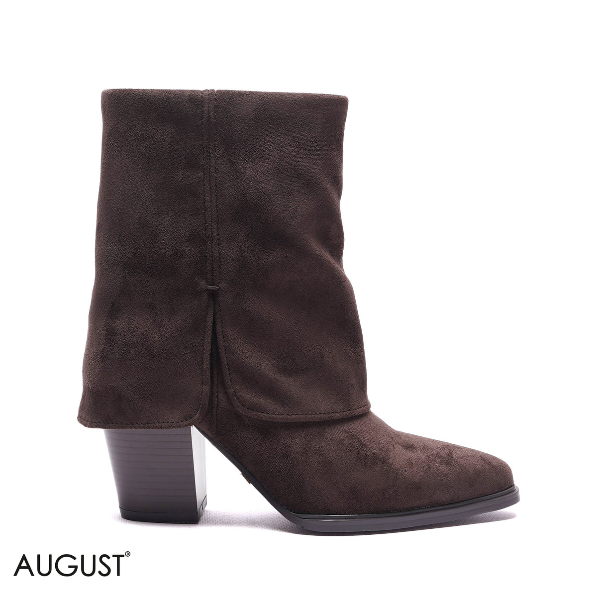 FOLD-OVER SUEDE BLOCK HEEL BOOTS