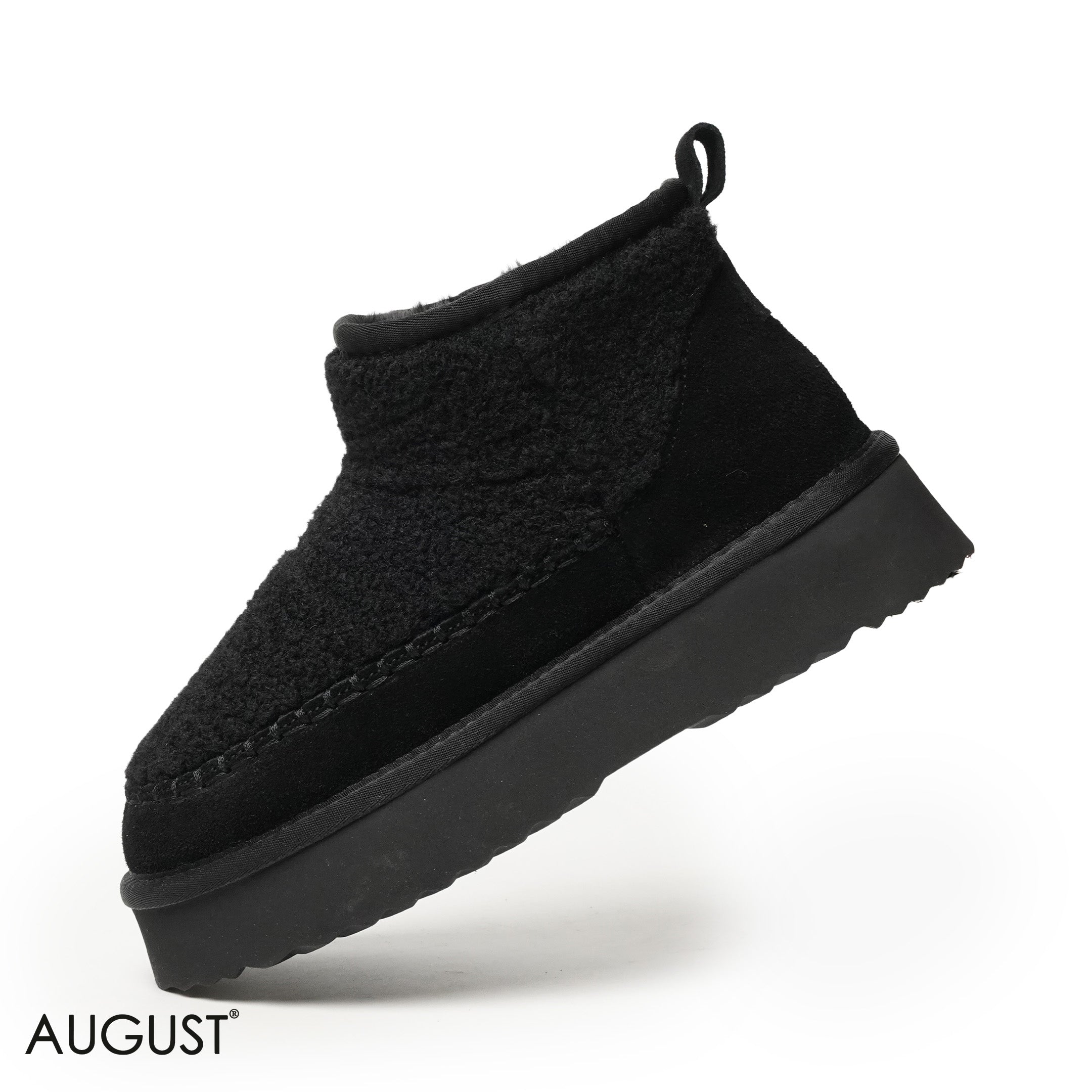 BLACK SUEDE LEATHER UGGS WITH FUR TOUCH