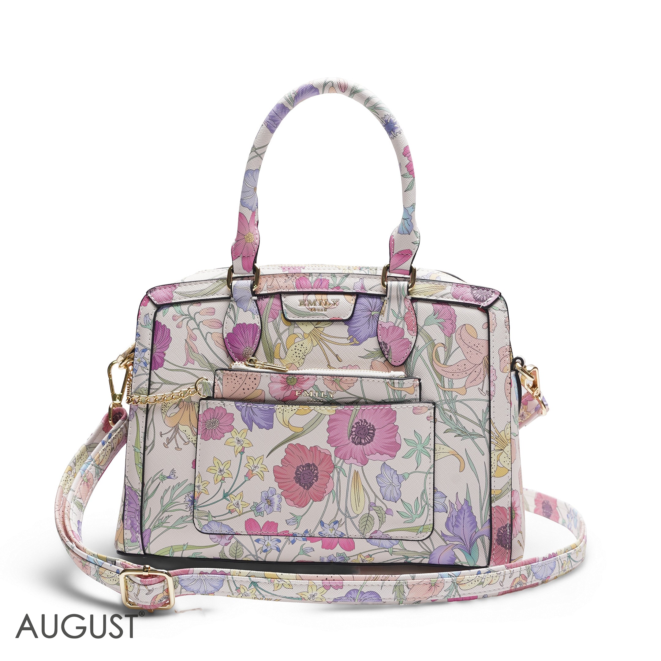 EMILY FULL FLORAL PRINT BAG WITH MINI POUCH - MED