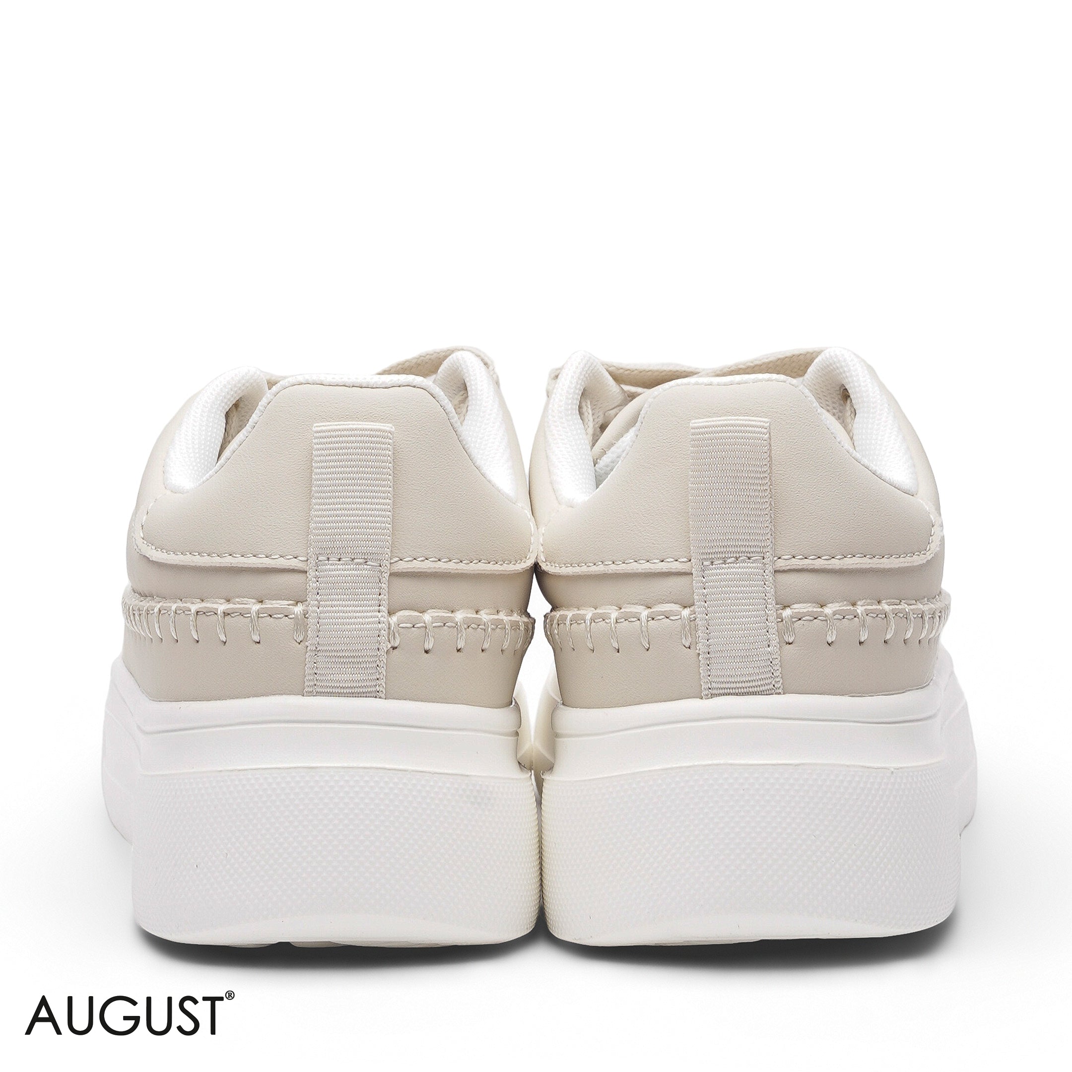 ELEGANT SAND BEIGE STITCHED PLATFORM SNEAKER