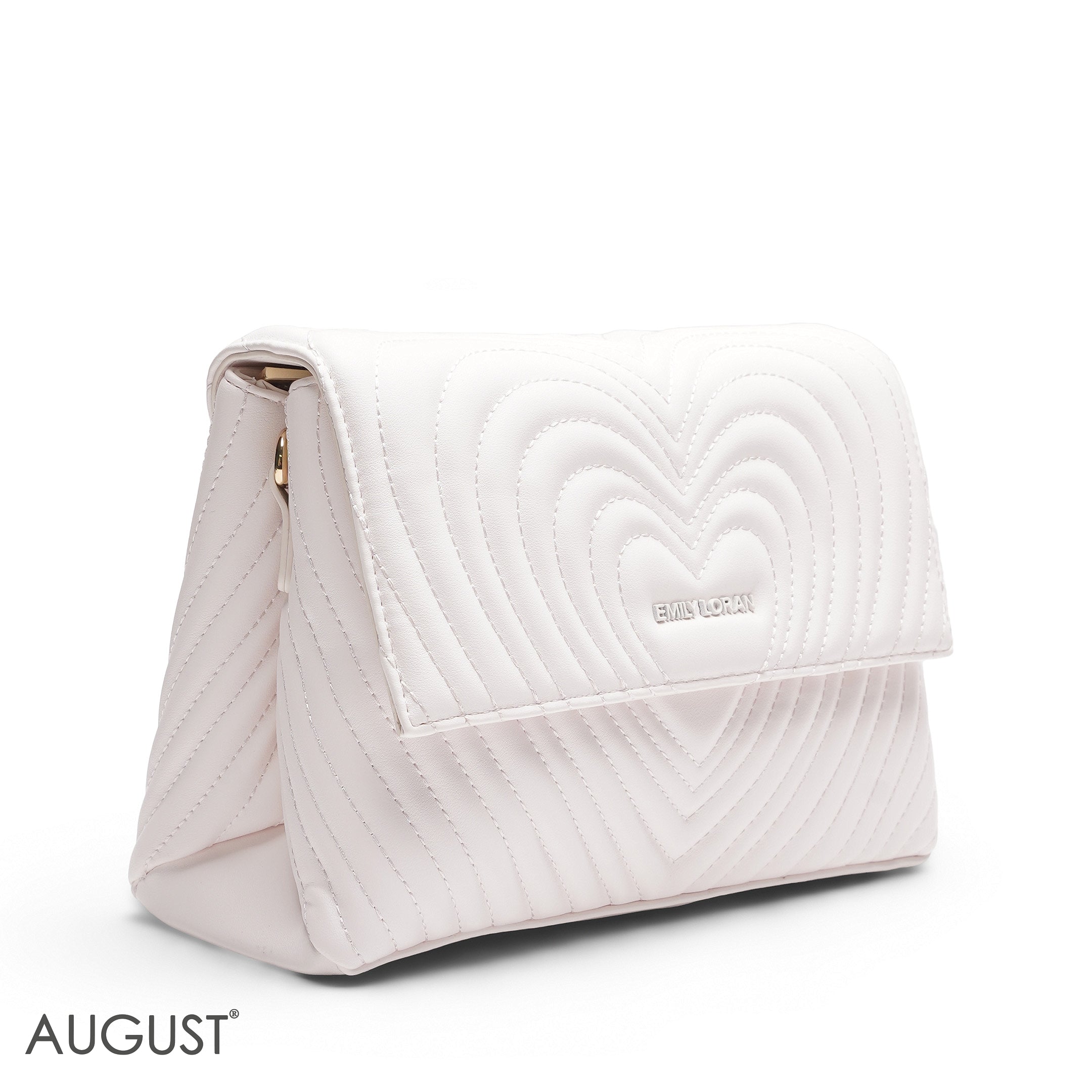 BABY PINK EMILY EMBOSSED LOGO TRAPEZE BAG - MED