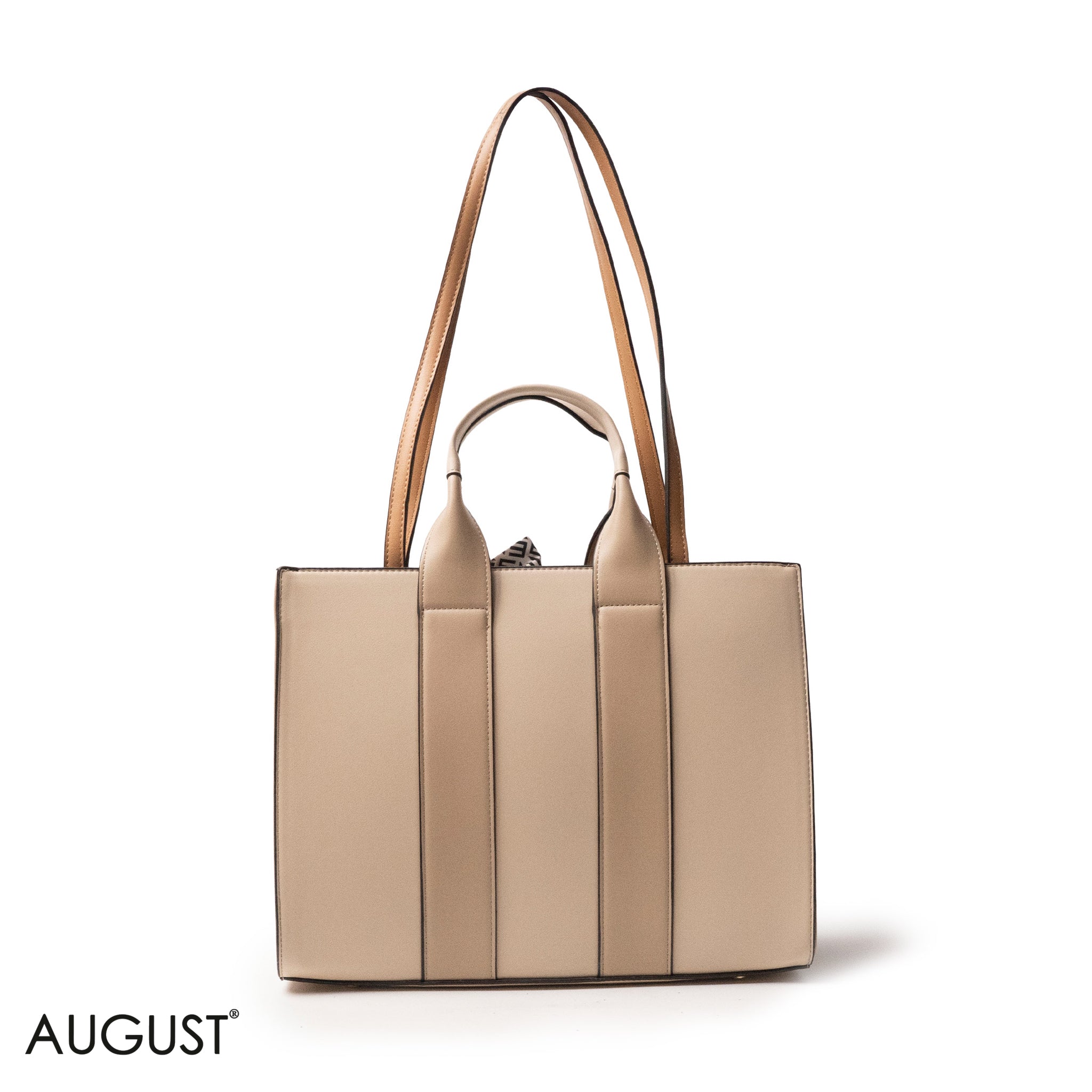 SPECIAL DESIGN LEATHER HANDBAG WITH SCARF - LARGE