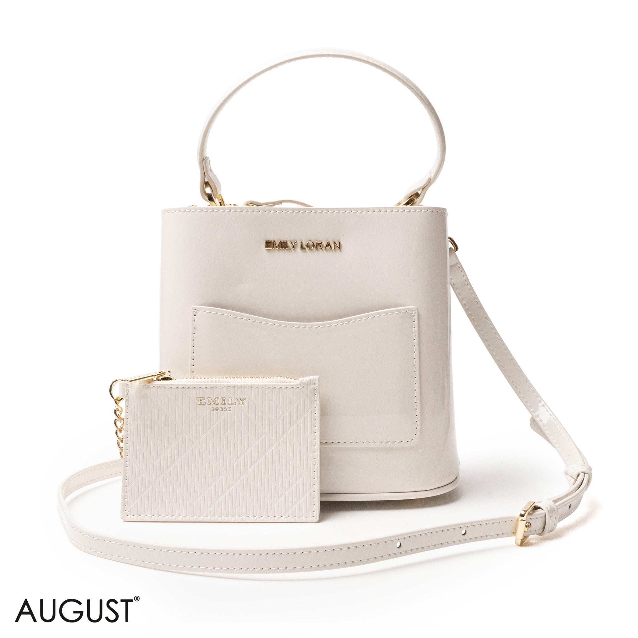 GLOSSY LEATHER HANDBAG WITH METAL CHAIN,MINI WALLET -SMALL