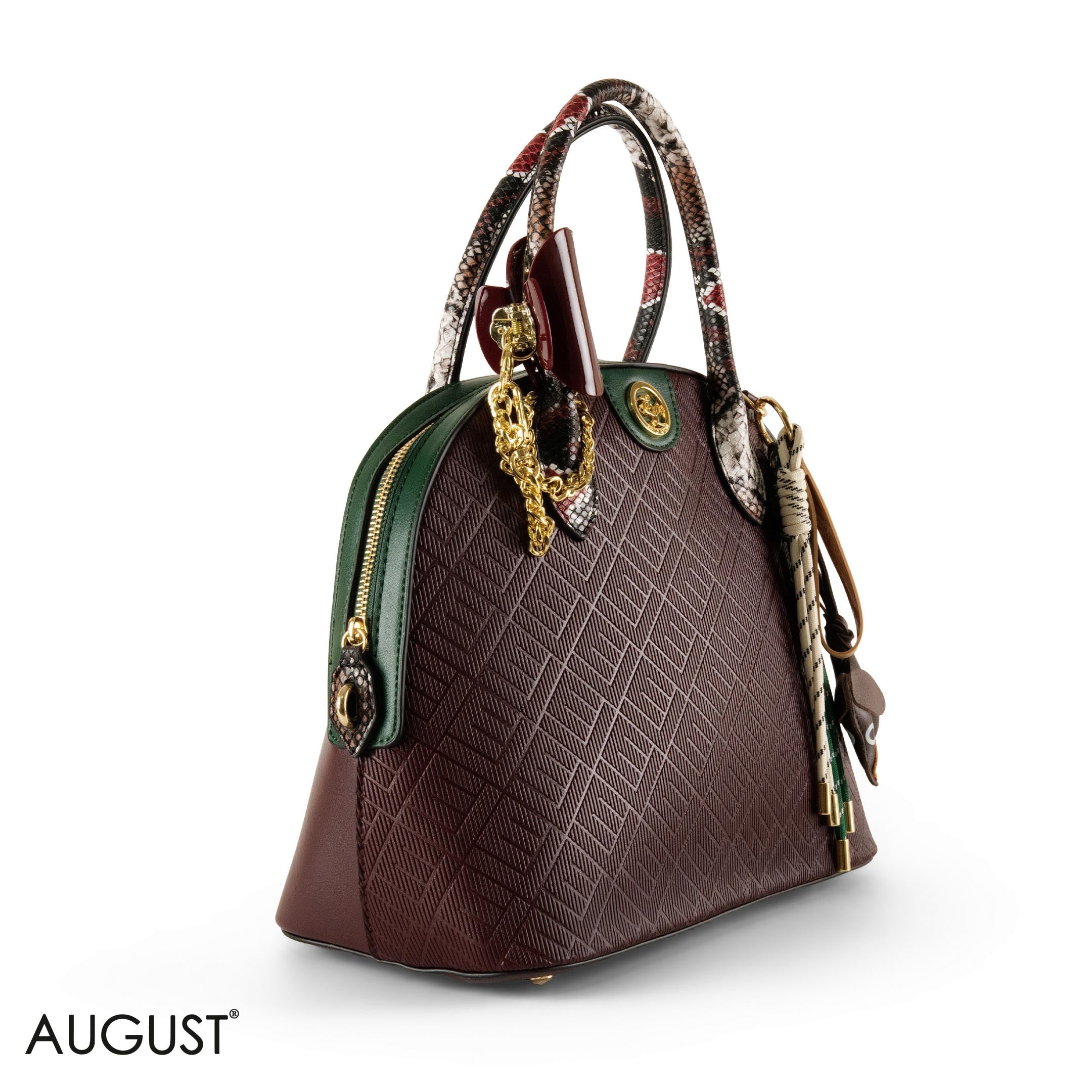 EMILY LORAN EMBOSSED LEATHER HANDBAG WITH ACCESSORIES - LARGE