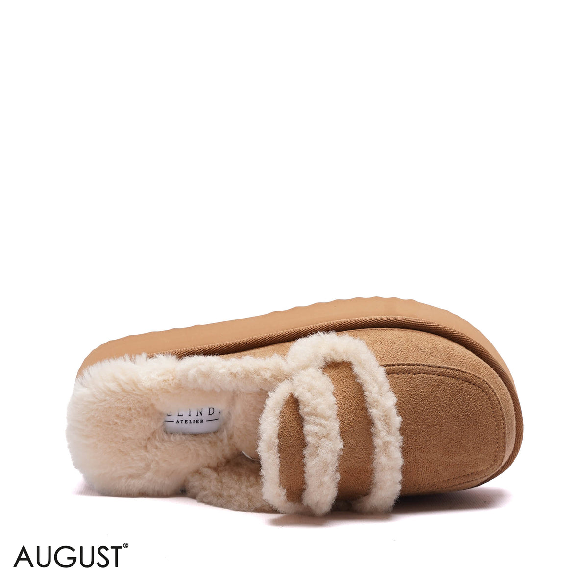PLATFORM FAUX-FUR SUEDE SLIPPER