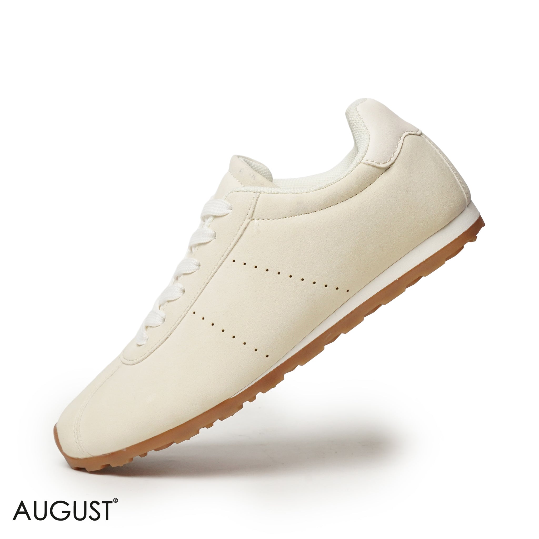BEIGE SUEDE LEATHER SNEAKERS WITH RUBBER SOLE