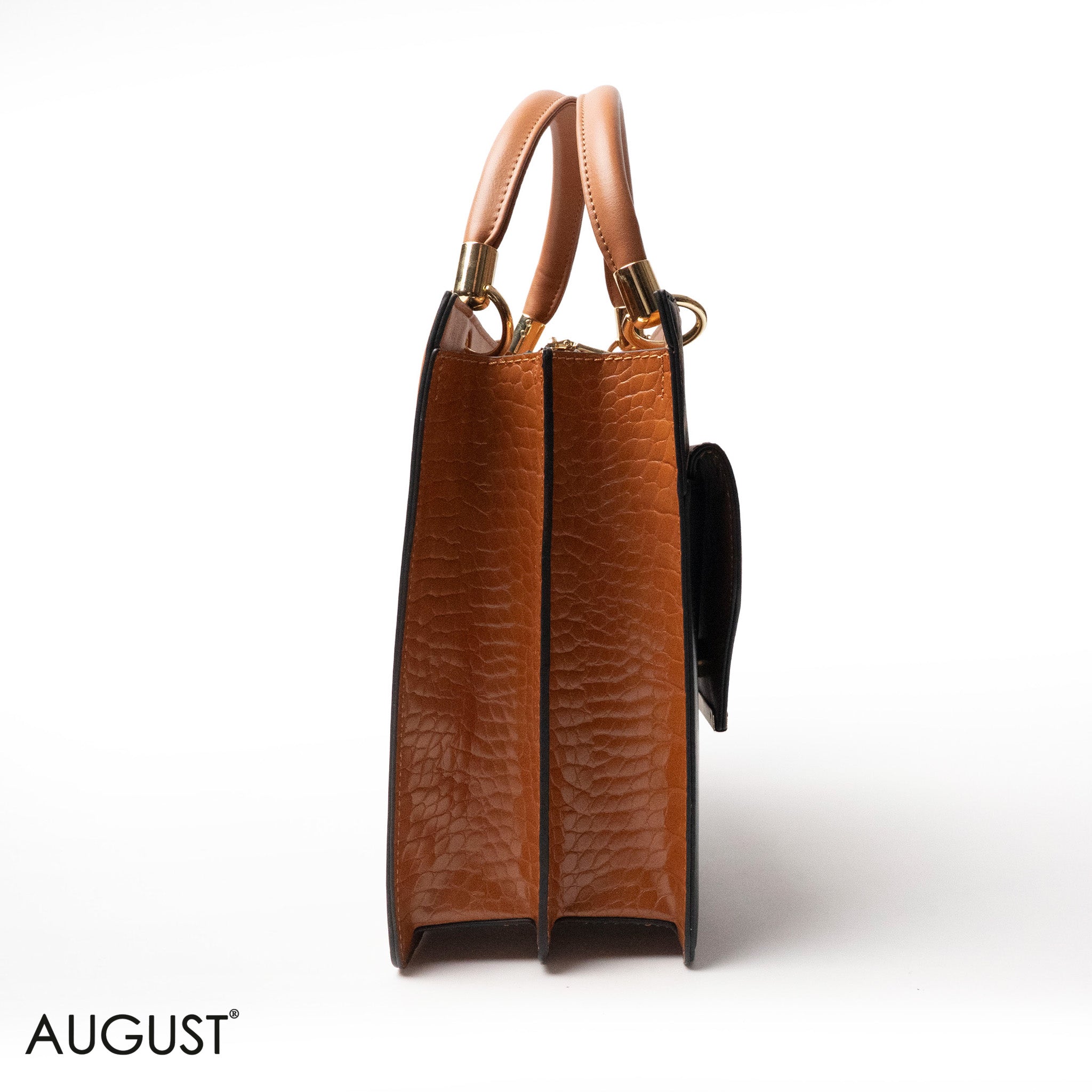 TIGER LEATHER HANDBAG WITH FLAP - LARGE