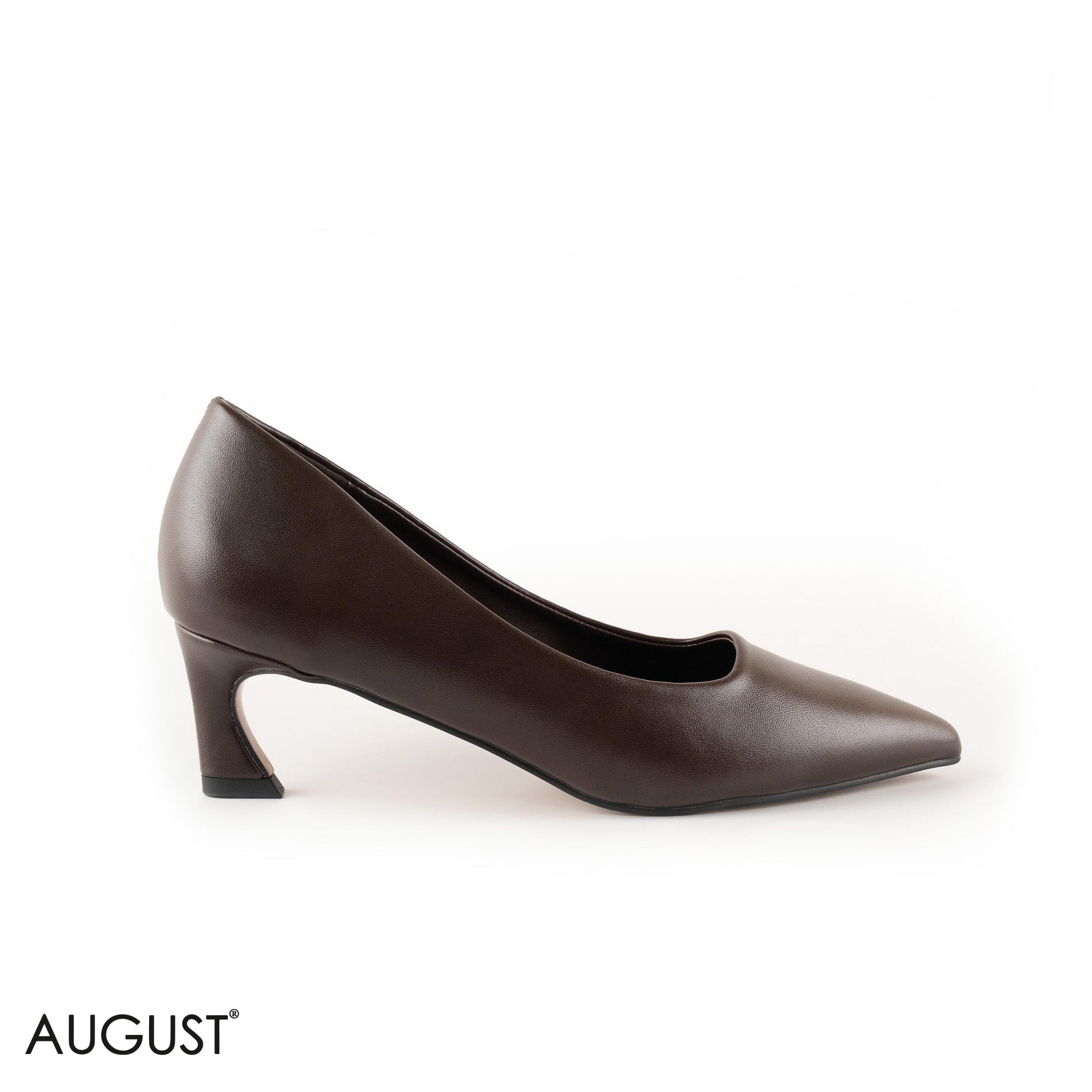 BROWN SMOOTH LEATHER LOW-HEEL SHOES