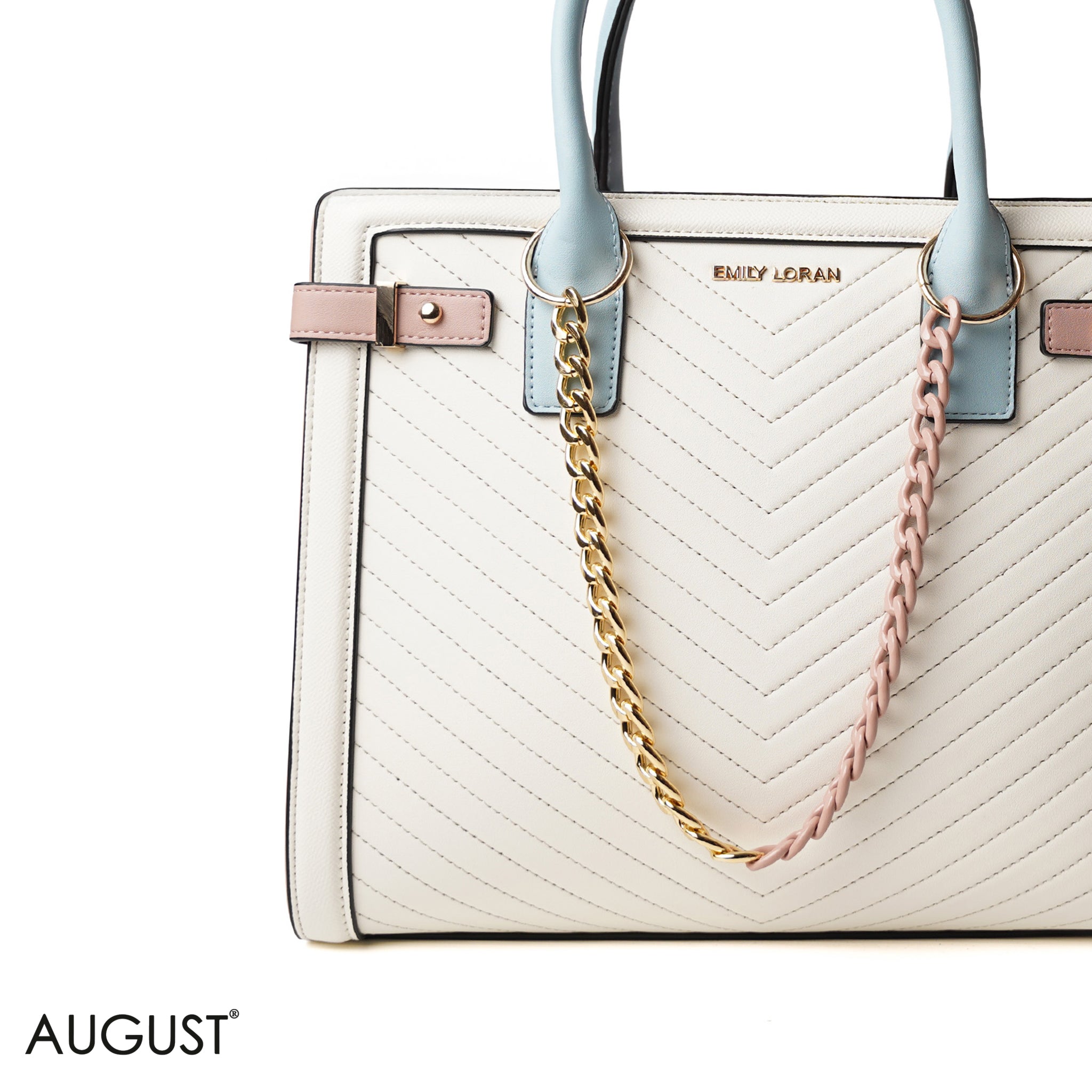 WHITE SQUARED HAND BAG WITH SIMPLE BUFF DETAIL - LARGE