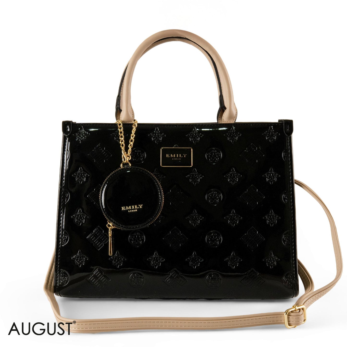 CLASSIC GLOSSY LEATHER PATTERNED HANDBAG - LARGE