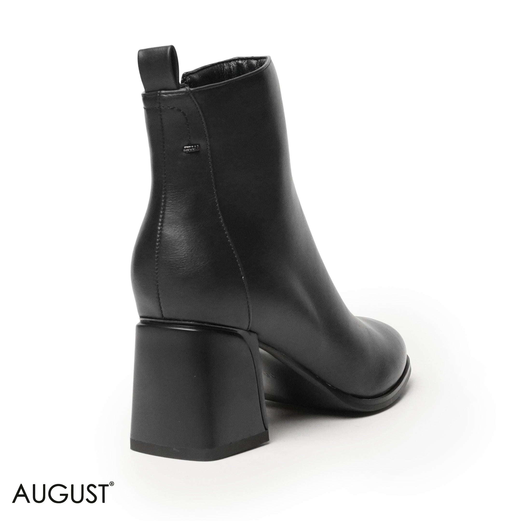 SMOOTH LEATHER HEELED BOOTS WITH SIDE ZIPPER