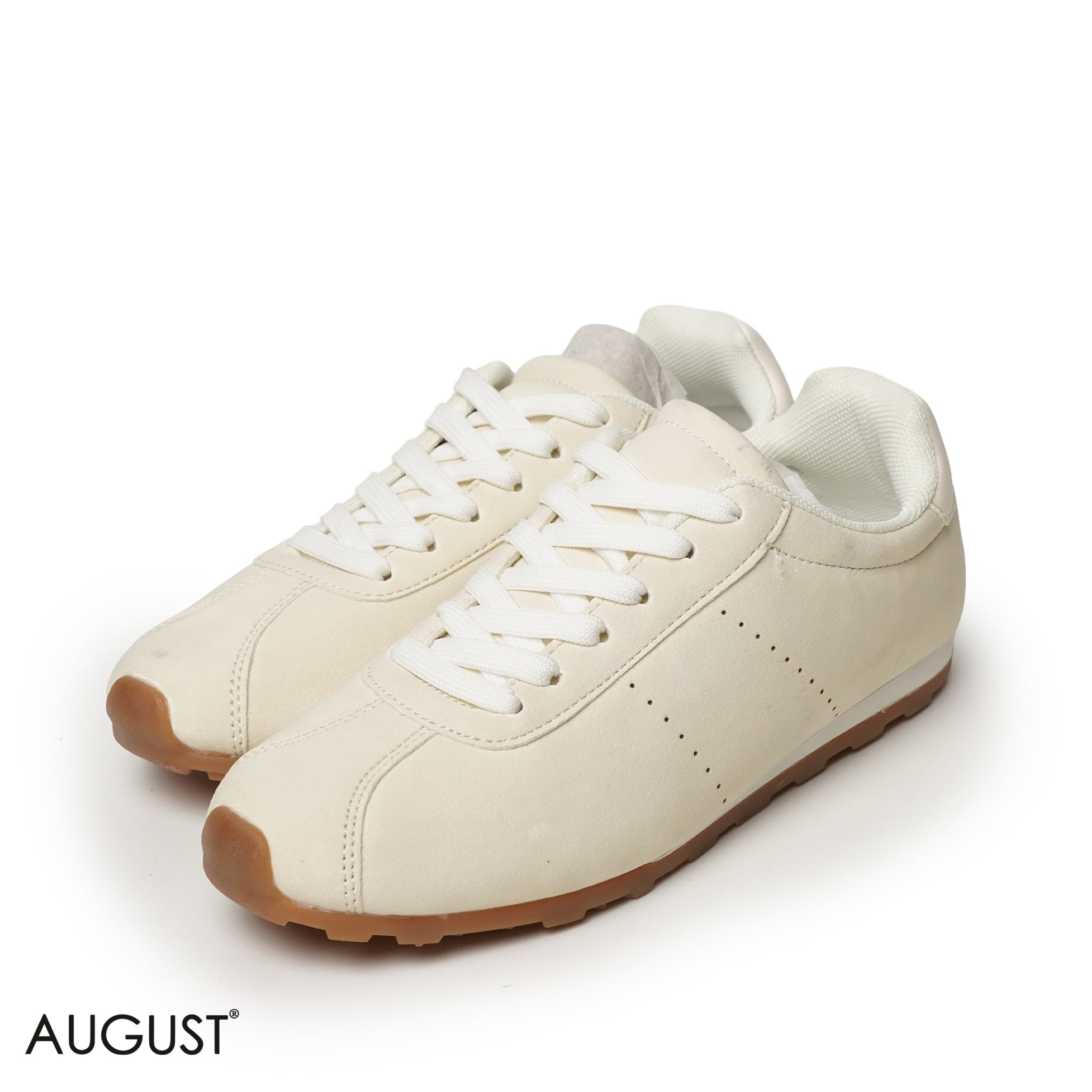 BEIGE SUEDE LEATHER SNEAKERS WITH RUBBER SOLE